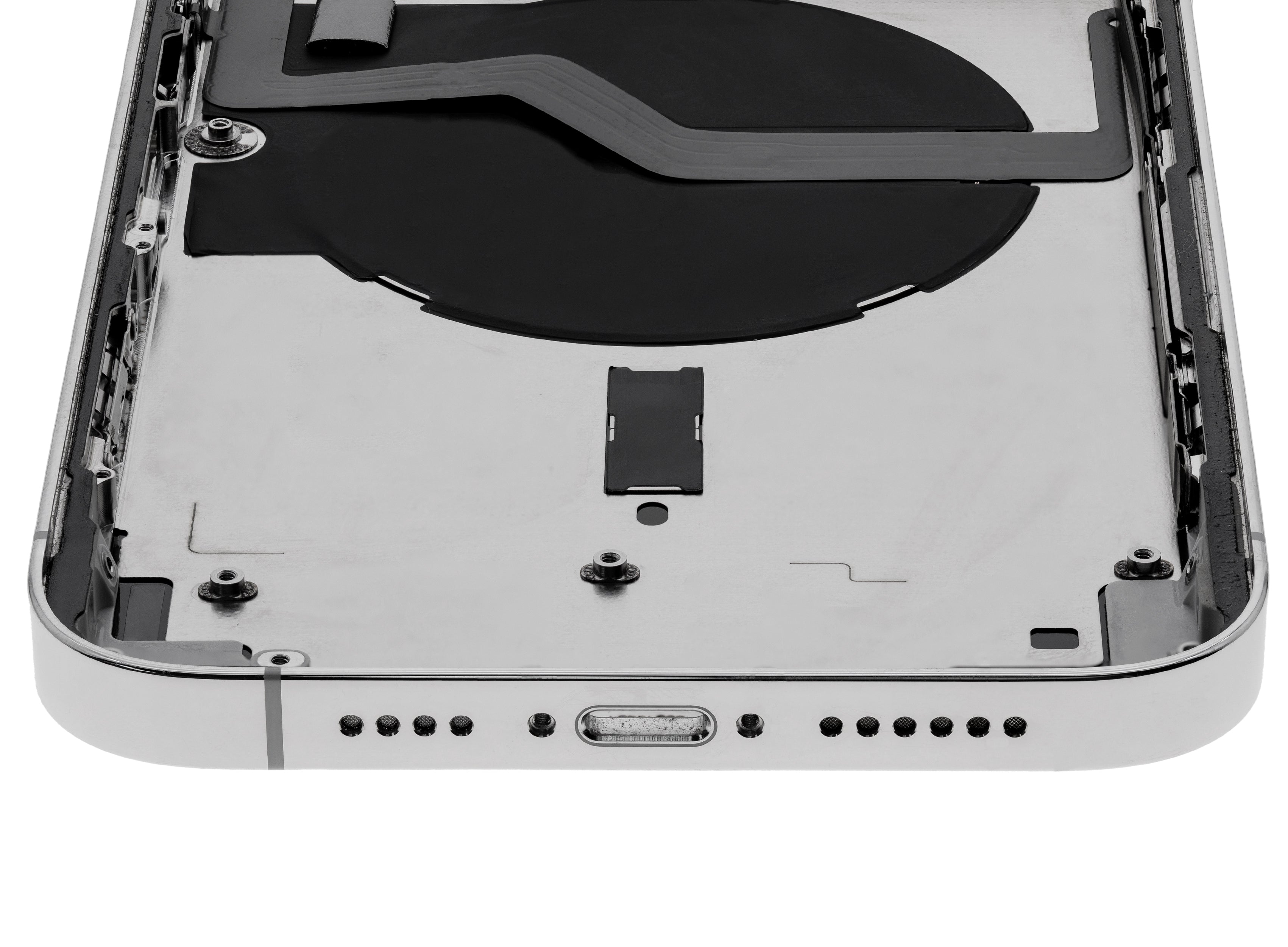 Backcover/Rahmen mit Small Parts für iPhone 12 Pro Max (US-Version) (gebrauchter OEM-Ausbau, Qualität A) (Silber)