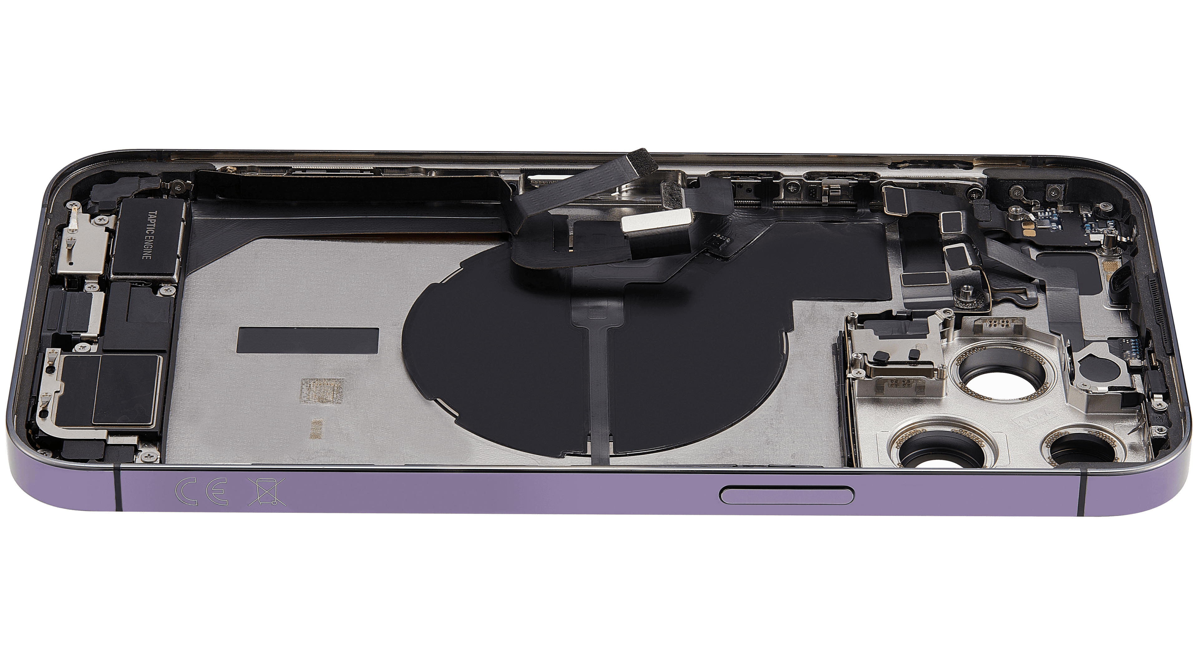 Backcover/Rahmen mit Ladebuchse Flex & Small Parts für iPhone 14 Pro Max (EU / Global Version) (gebrauchter OEM-Ausbau, Qualität C) (Deep Purple)