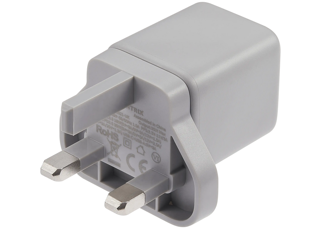 AmpSentrix 30W 2-in-1 USB-C / USB-A Wall Adapter (220V / UK Plug) (Natural Titanium)