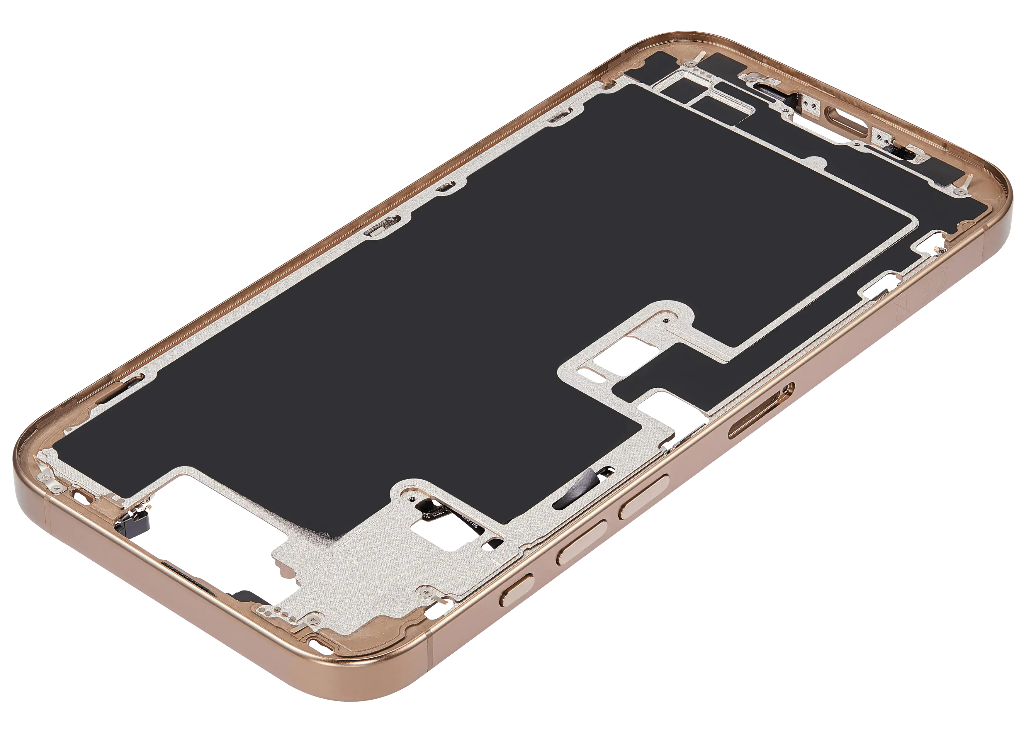 Midframe/Rahmen mit Power And Volume Button für iPhone 16 Pro Max (EU / Global Version) (Aftermarket Plus) (Desert Titanium)