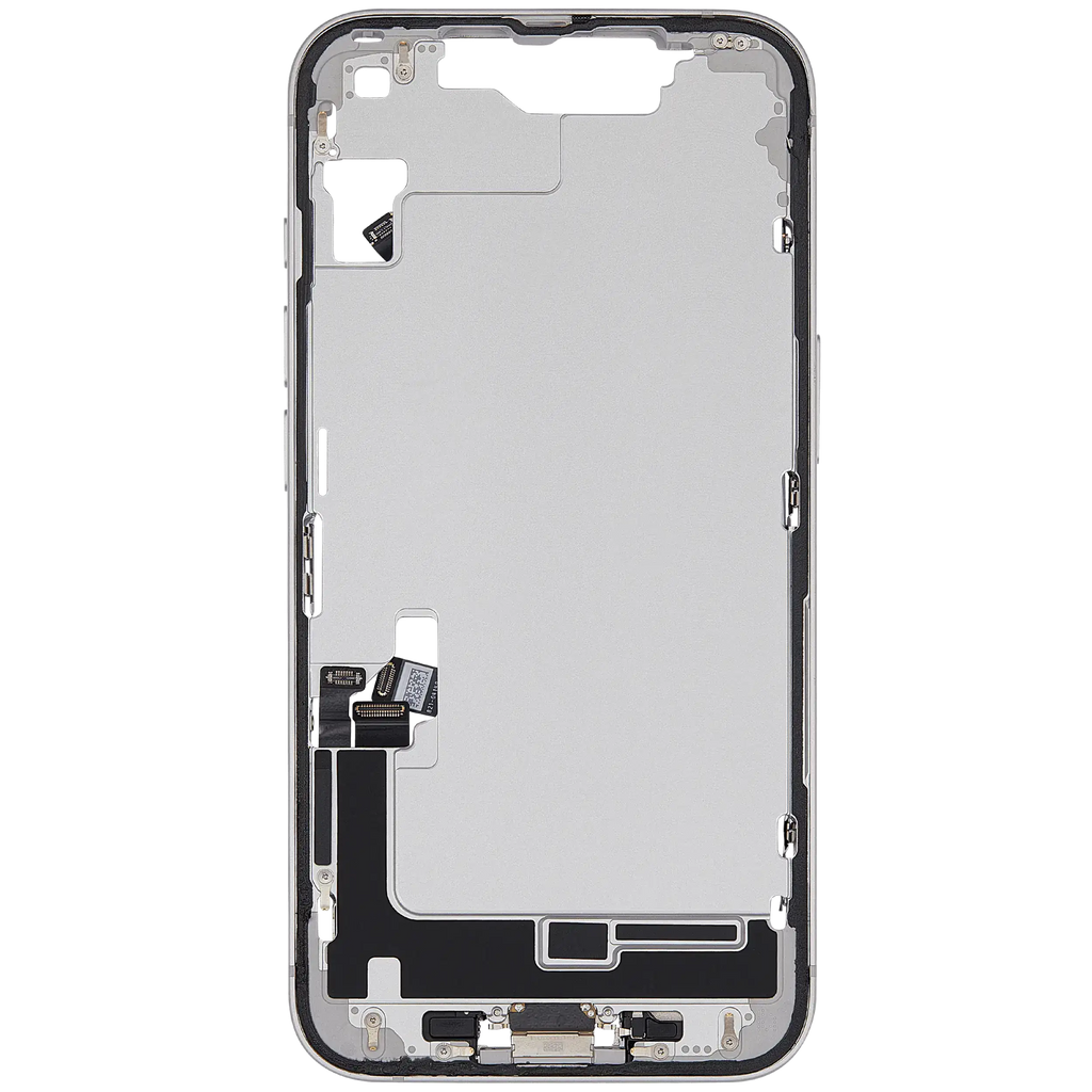 Midframe/Rahmen mit Ladebuchse Flex & Small Parts für iPhone 16e / 17e (US-Version) (gebrauchter OEM-Ausbau, Qualität A) (Weiß)