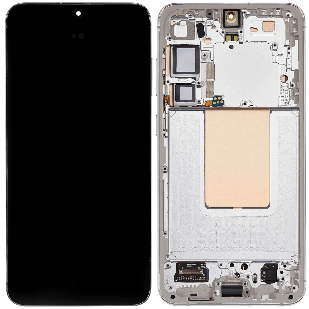 OLED-Display mit Rahmen für Samsung Galaxy S24 Plus 5G (US & Internationale Version) (gebrauchter OEM-Ausbau, Qualität B/C) (Marble Grey)