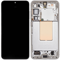 OLED-Display mit Rahmen für Samsung Galaxy S24 Plus 5G (US & Internationale Version) (gebrauchter OEM-Ausbau, Qualität B/C) (Marble Grey)