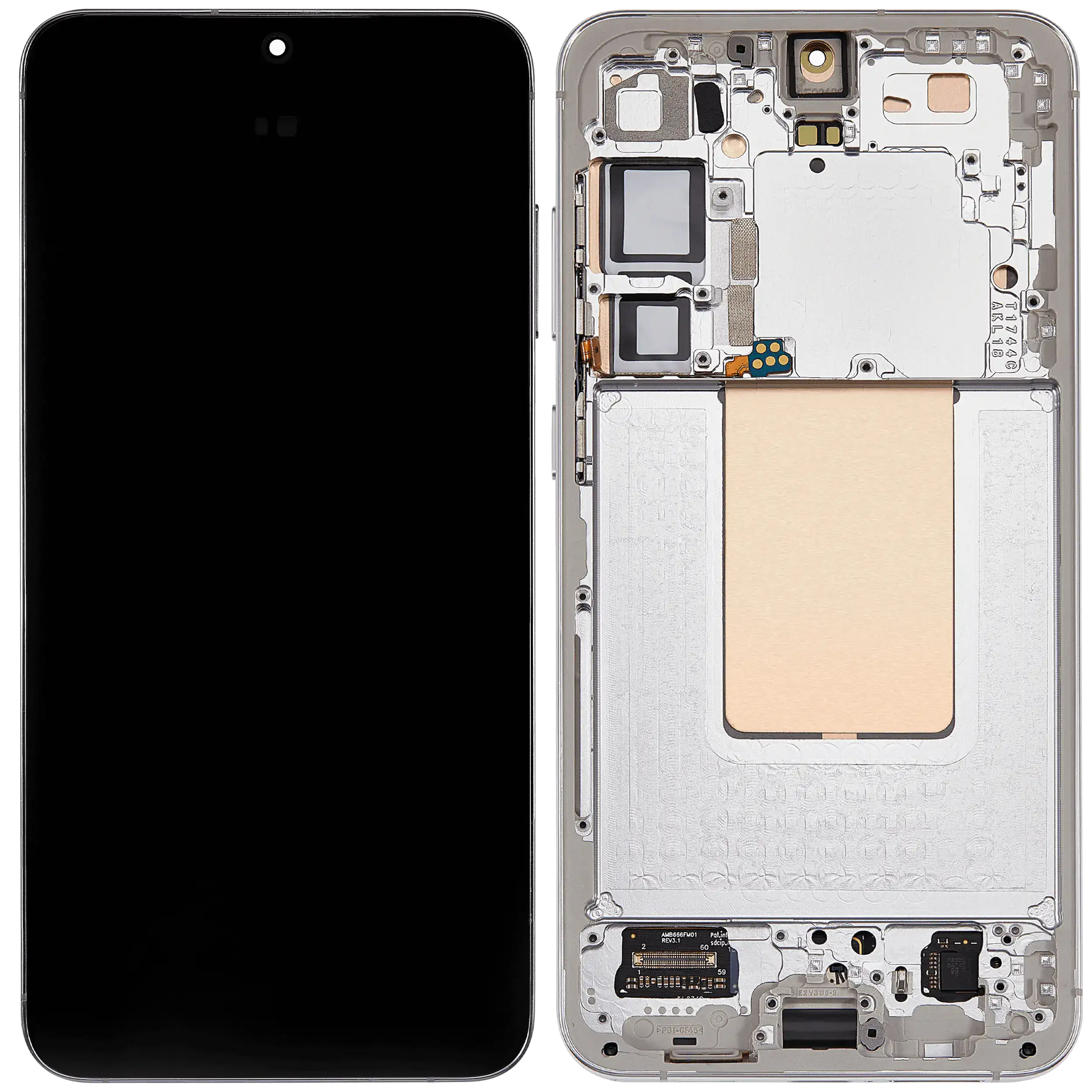OLED-Display mit Rahmen für Samsung Galaxy S24 Plus 5G (US & Internationale Version) (gebrauchter OEM-Ausbau, Qualität B/C) (Marble Grey)