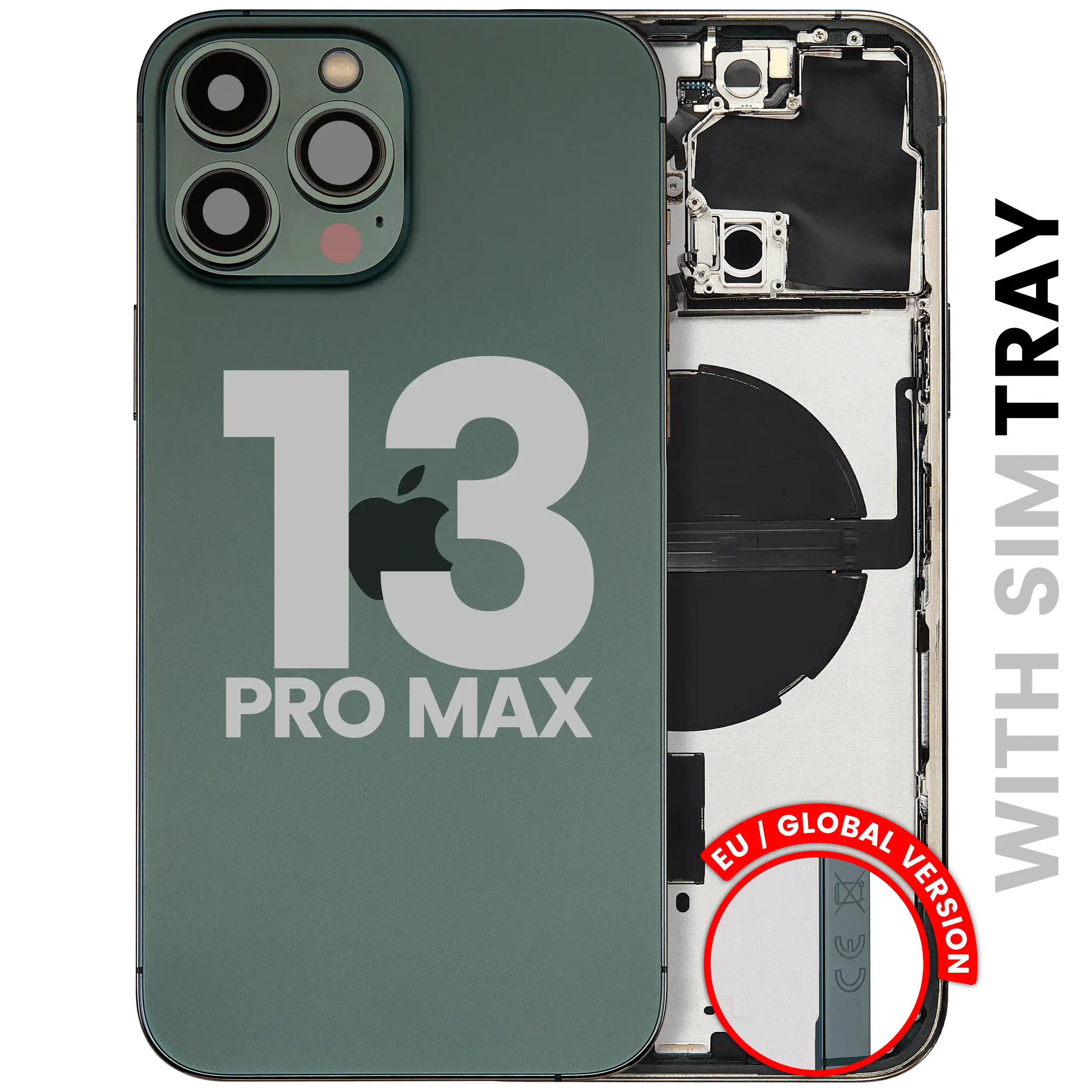 Backcover/Rahmen mit Small Parts für iPhone 13 Pro Max (EU / Global Version) (gebrauchter OEM-Ausbau, Qualität A) (Alpine Grün)