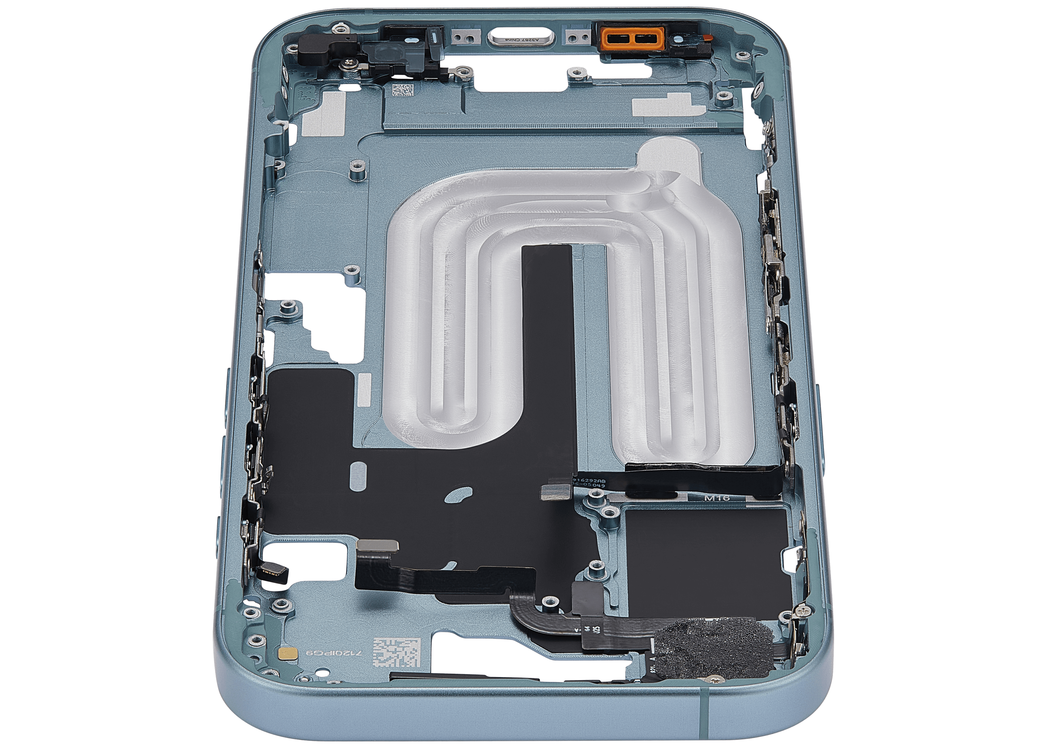 Midframe/Rahmen mit Power And Volume Button für iPhone 16 (EU / Global Version) (Aftermarket Plus) (Teal)
