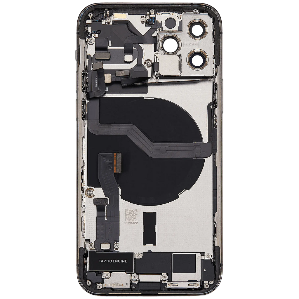 Backcover/Rahmen mit Ladebuchse Flex & Small Parts für iPhone 12 Pro (EU / Global Version) (gebrauchter OEM-Ausbau, Qualität C) (Graphite)