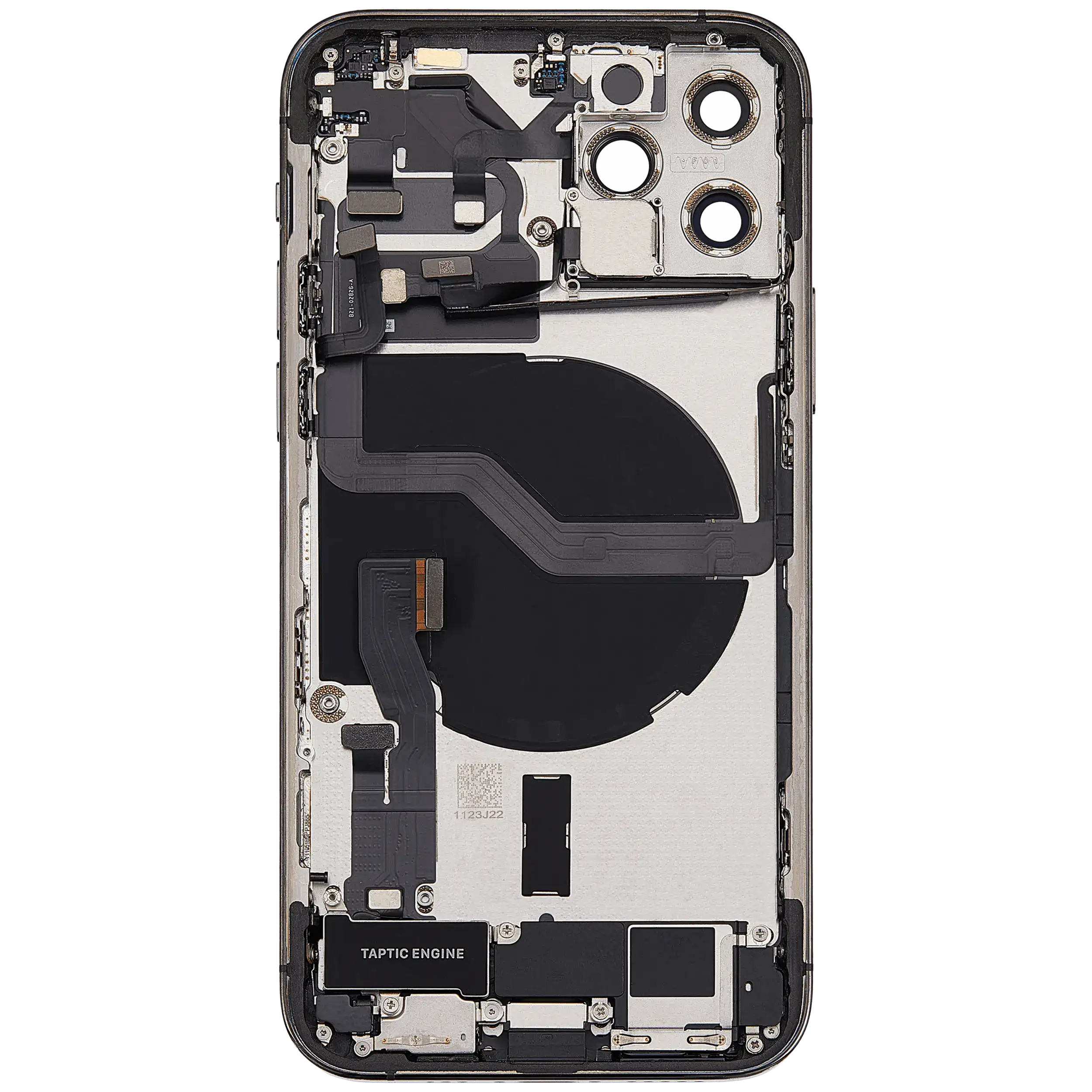 Backcover/Rahmen mit Ladebuchse Flex & Small Parts für iPhone 12 Pro (EU / Global Version) (gebrauchter OEM-Ausbau, Qualität C) (Graphite)