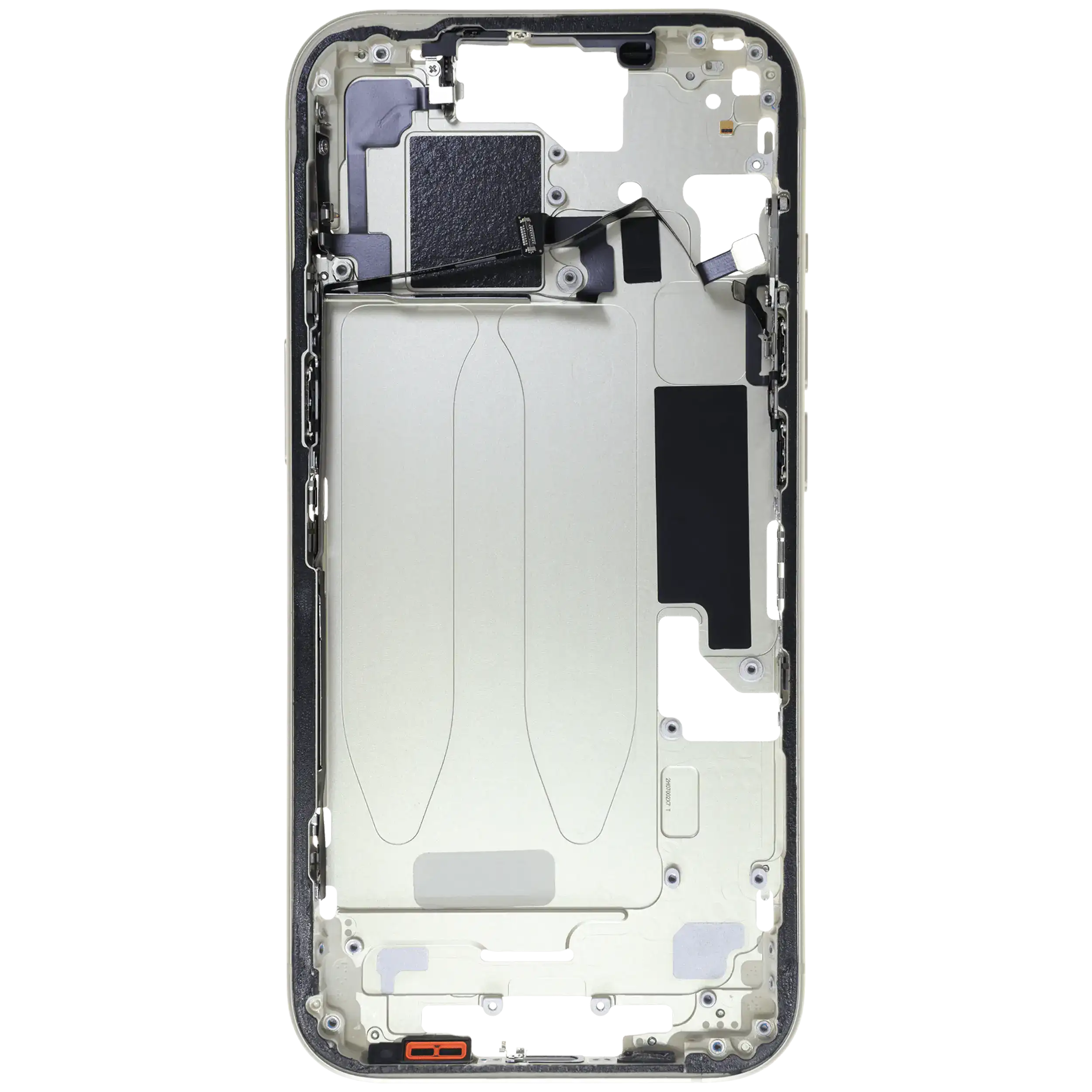 Midframe/Rahmen mit Small Parts für iPhone 15 (US-Version) (gebrauchter OEM-Ausbau, Qualität C) (Gelb)