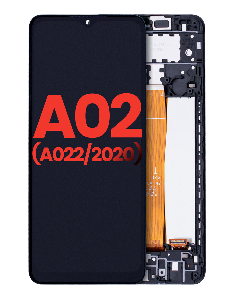 LCD-Display mit Rahmen für Samsung Galaxy A02 (A022 / 2020) (Aftermarket Plus: Incell) (Alle Farben)