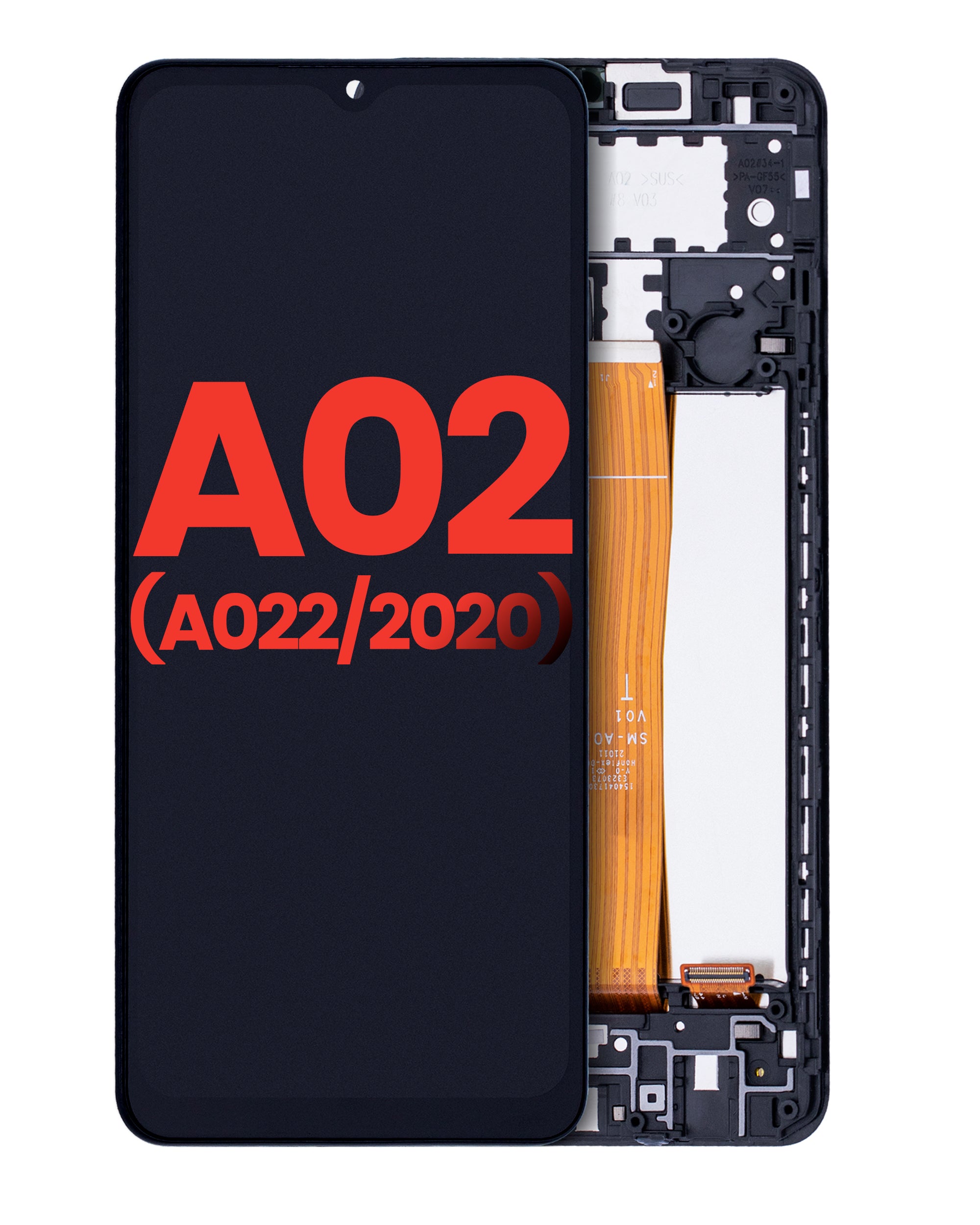 LCD-Display mit Rahmen für Samsung Galaxy A02 (A022 / 2020) (Aftermarket Plus: Incell) (Alle Farben)