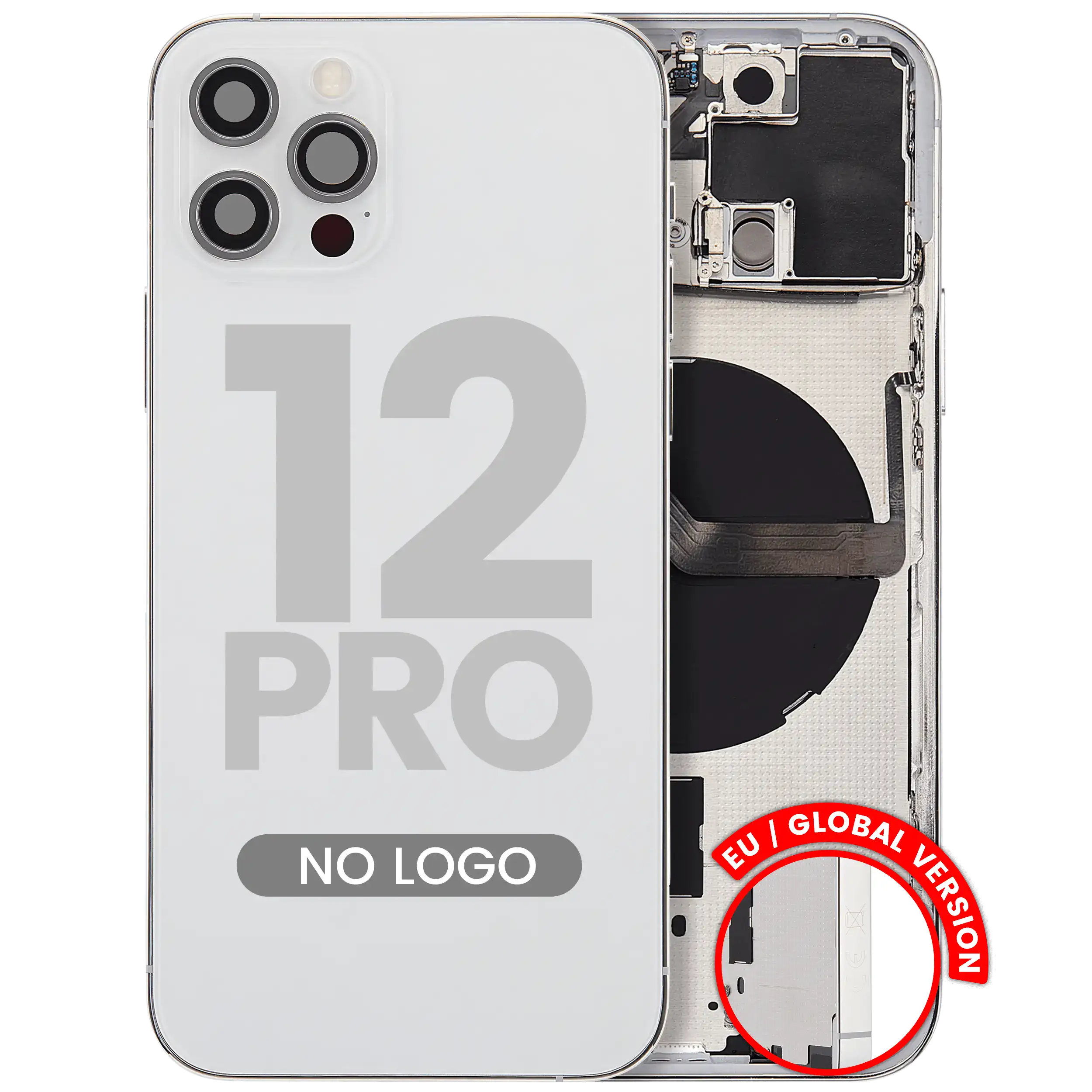 Backcover/Rahmen mit Kleinteilen für iPhone 12 Pro Silber Aftermarket Plus