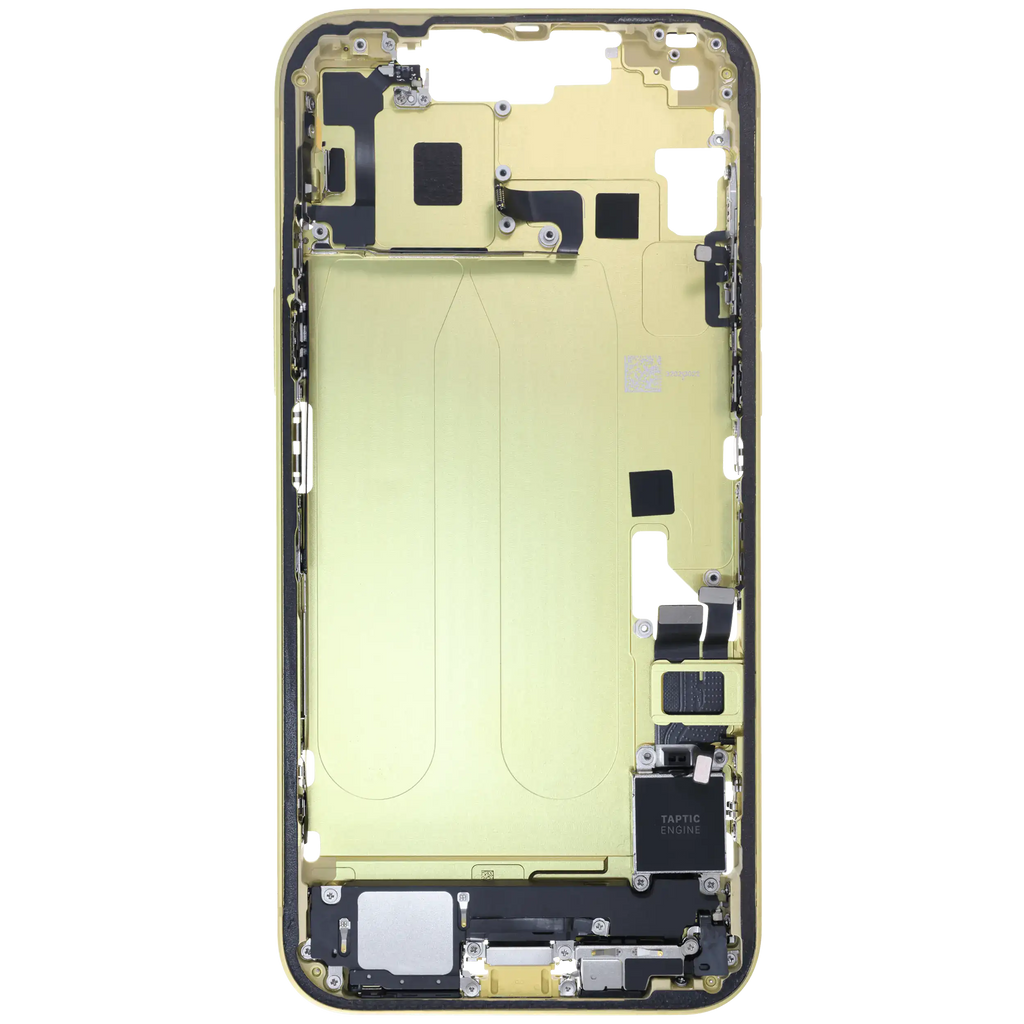 Midframe/Rahmen mit Ladebuchse Flex & Small Parts für iPhone 14 Plus (EU / Global Version) (gebrauchter OEM-Ausbau, Qualität C) (Gelb)