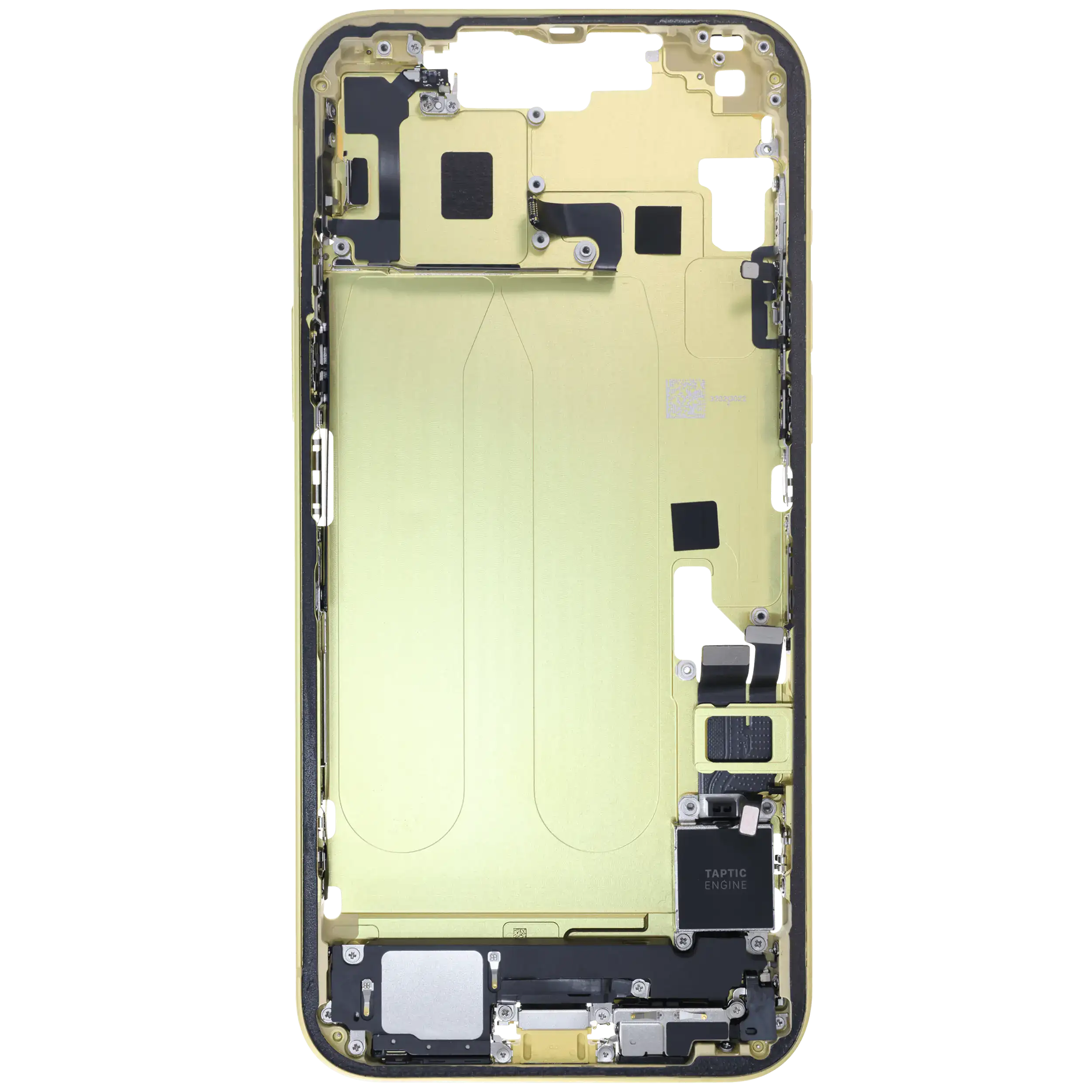 Midframe/Rahmen mit Ladebuchse Flex & Small Parts für iPhone 14 Plus (EU / Global Version) (gebrauchter OEM-Ausbau, Qualität C) (Gelb)