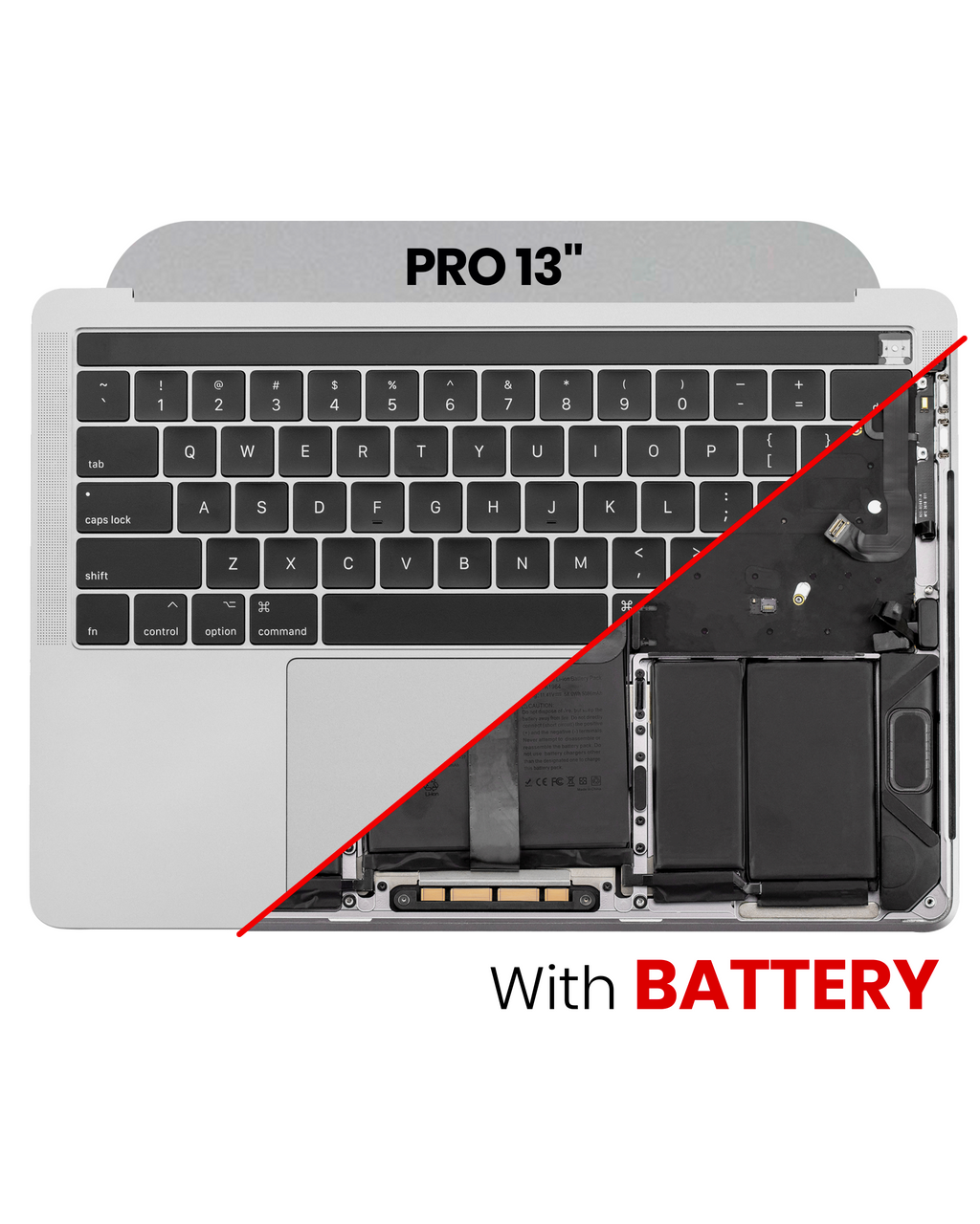 Top Case with Battery and Keyboard for MacBook Pro 13" A1989 (2018-2019) – US Keyboard – Used OEM Pull, Grade A – Space Gray