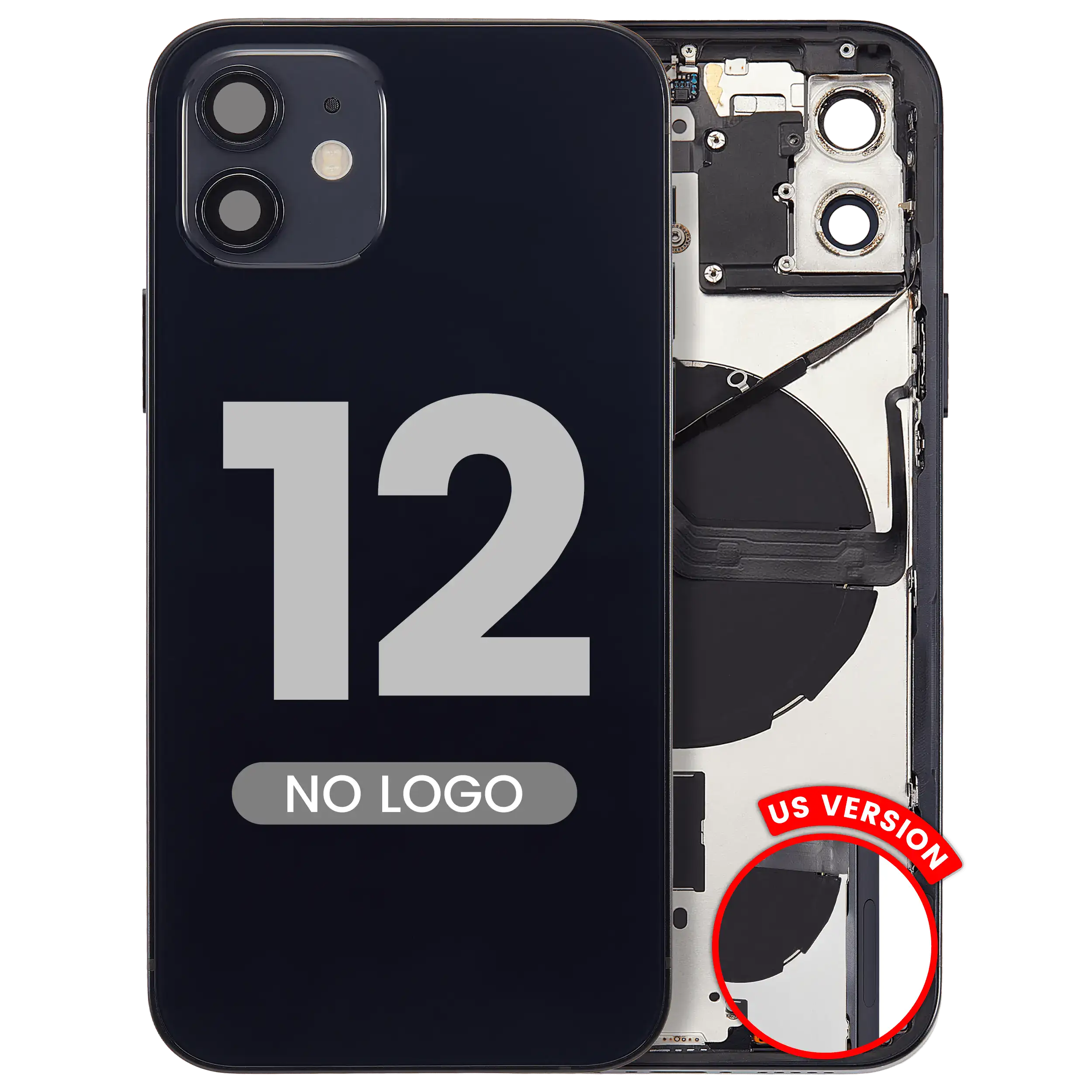 Back Cover/Frame with Small Parts for iPhone 12 (US Version) (Aftermarket Plus) Black