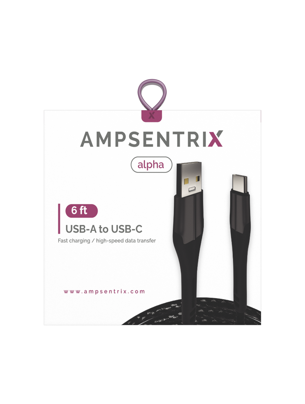 USB Type-C to USB Type-A Cable (1.8m / 6ft) (AmpSentrix Alpha) (Black)