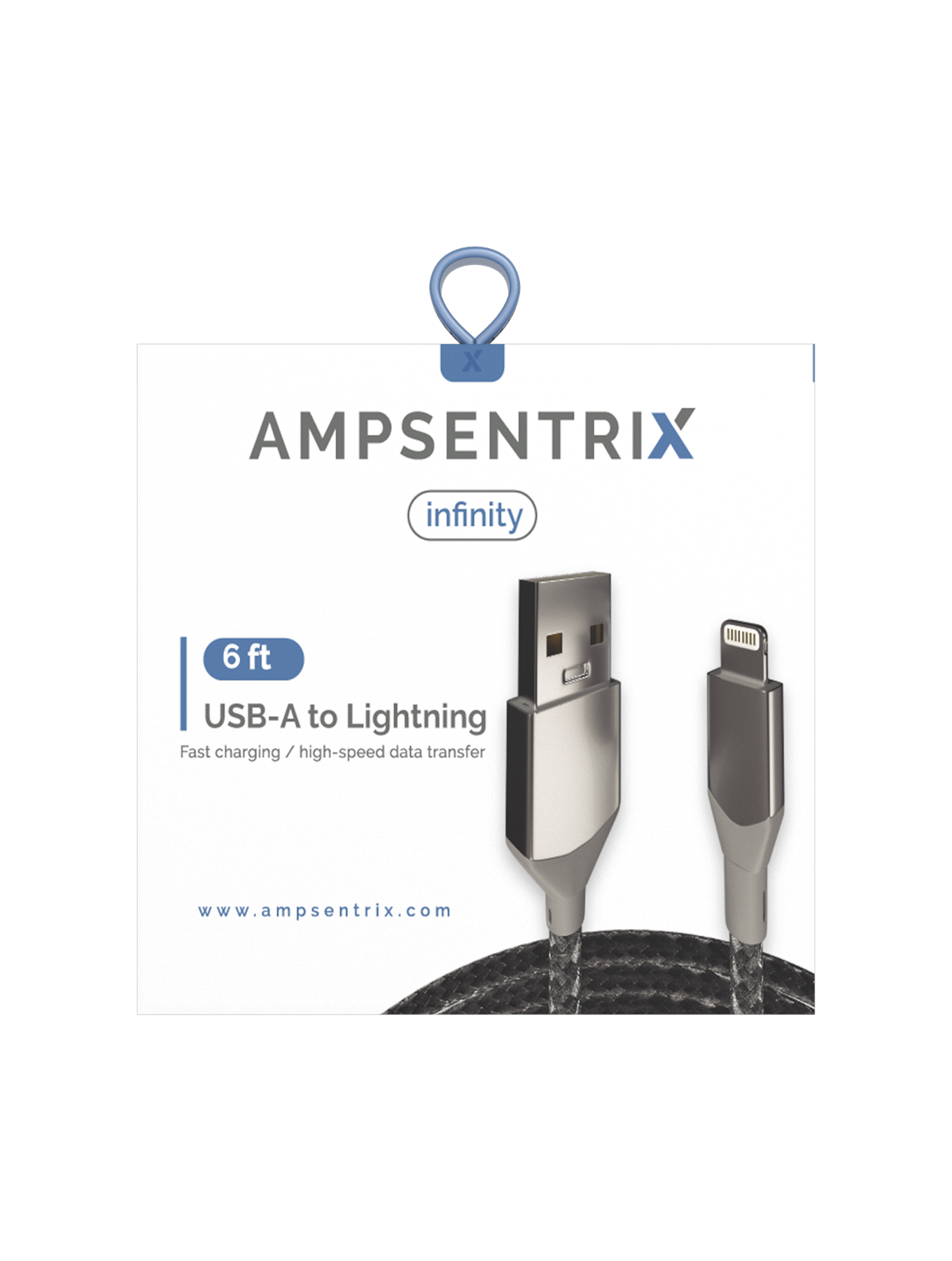 USB Type A auf Lightning Kabel (Non-MFI) 1,8 m (6 ft) AmpSentrix Infinity Silber