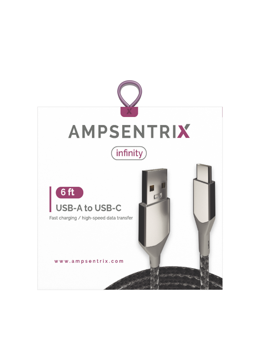 USB Type C zu USB Type A Kabel (1.8 m / 6 ft) (AmpSentrix Infinity) (Silber)