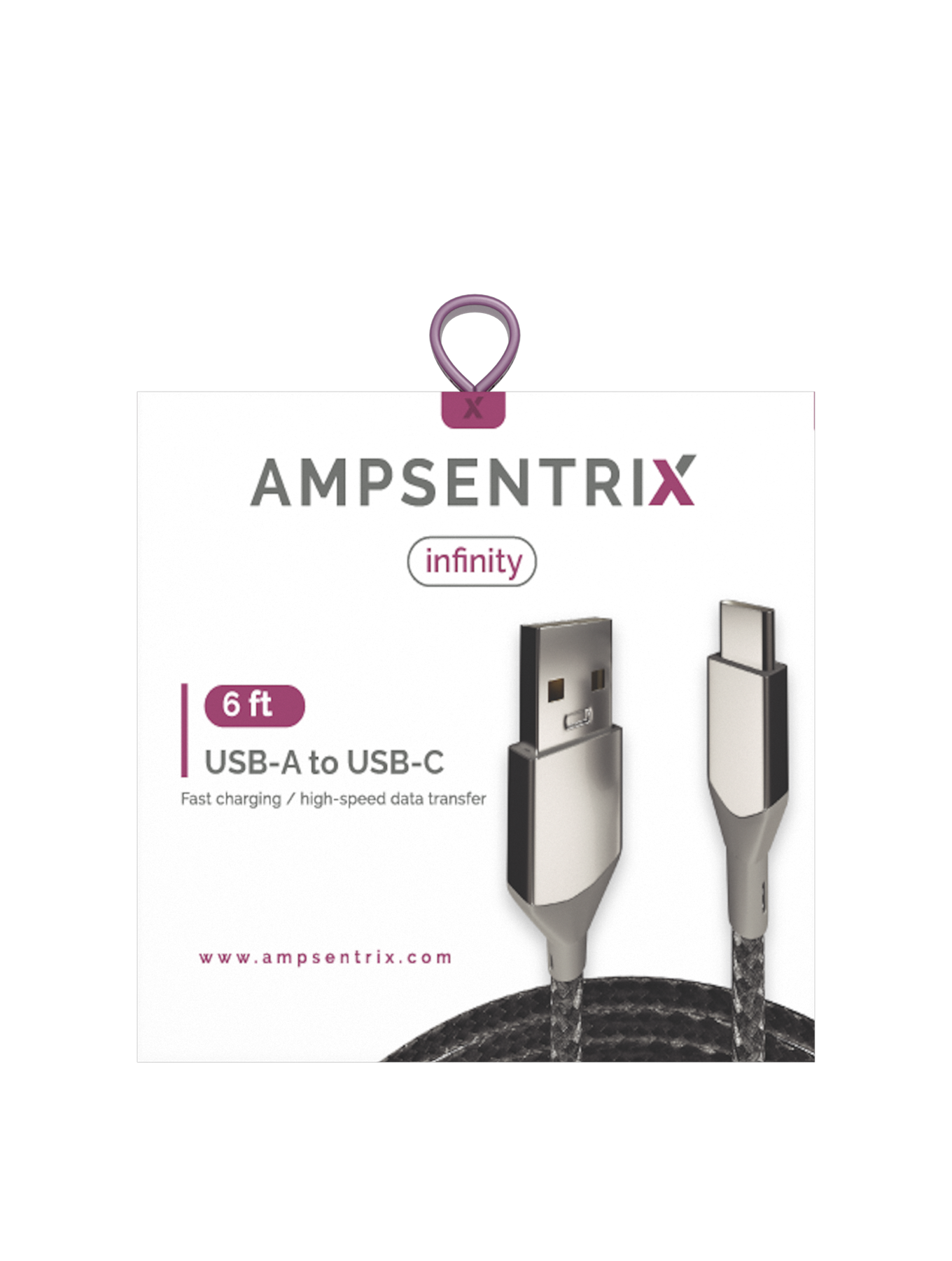 USB Type C zu USB Type A Kabel (1.8 m / 6 ft) (AmpSentrix Infinity) (Silber)