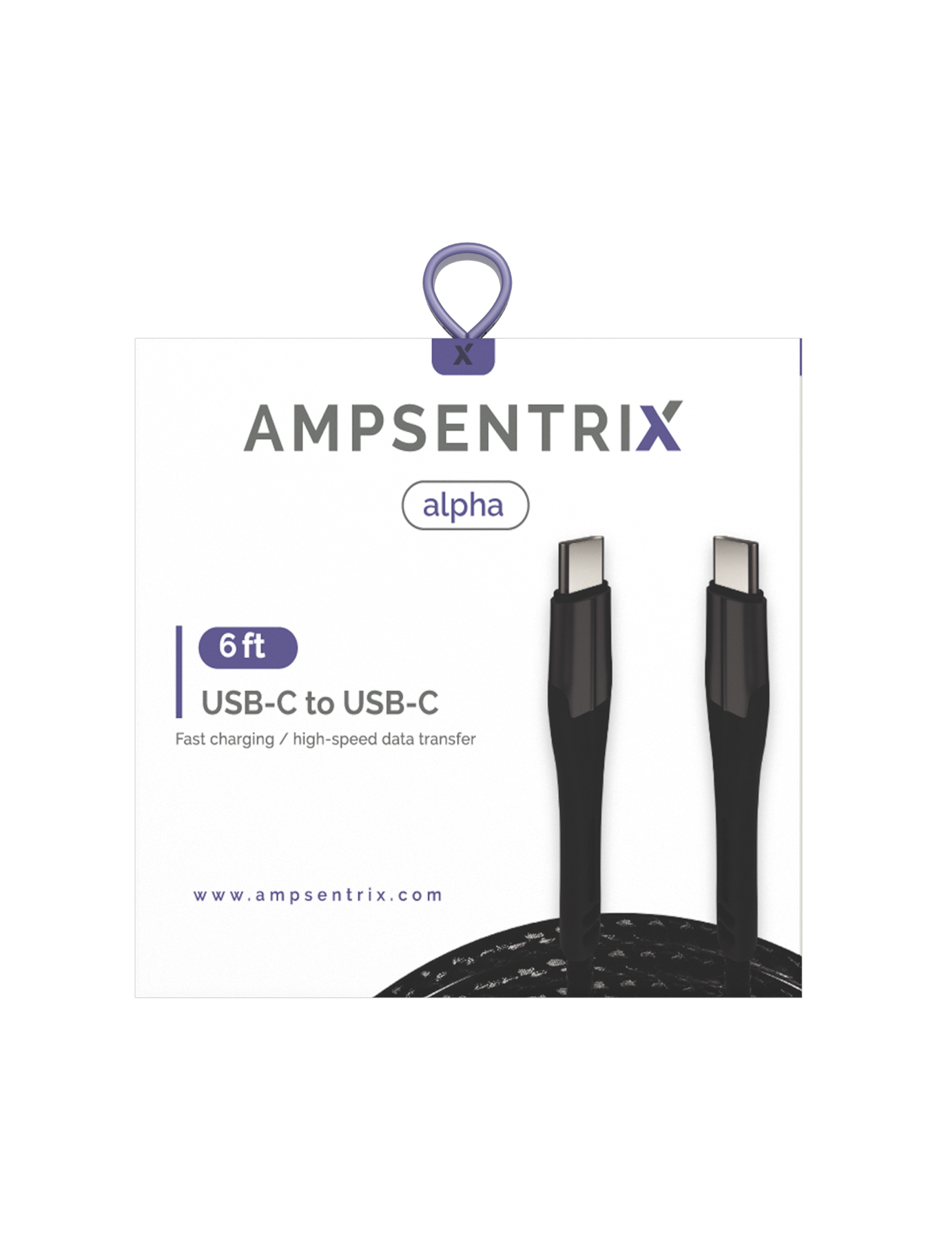 USB Type C zu USB Type C Kabel (1.8 m / 6 ft) (AmpSentrix Alpha) (Schwarz)