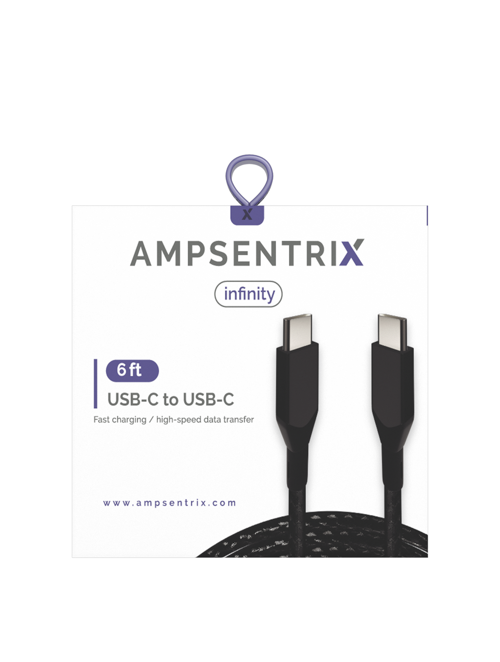 USB Type C to USB Type C Cable (1.8 m / 6 ft) (AmpSentrix Infinity) (Black)