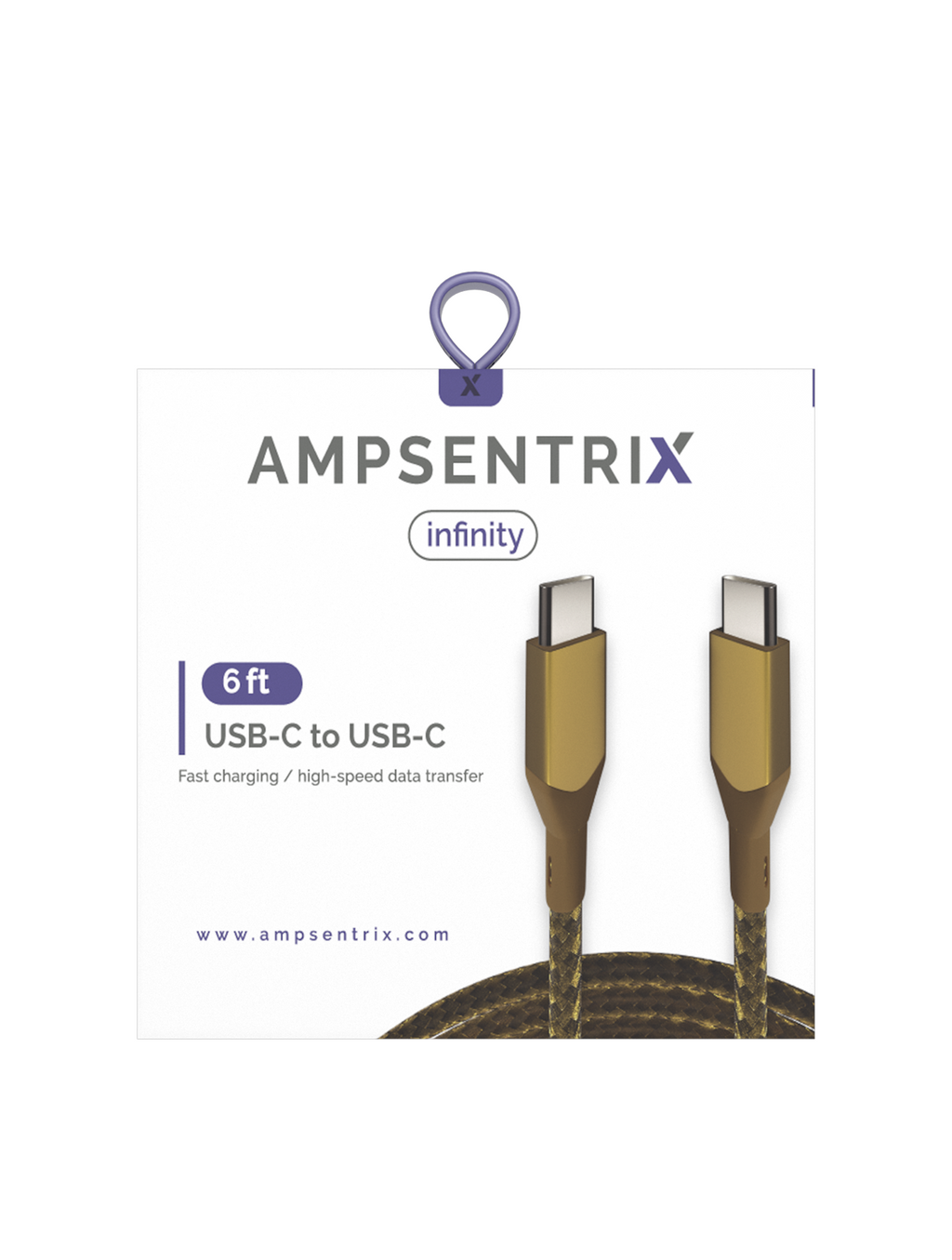 USB Type C auf USB Type C Kabel (1,8 m / 6 ft) (AmpSentrix Infinity) (Gold)
