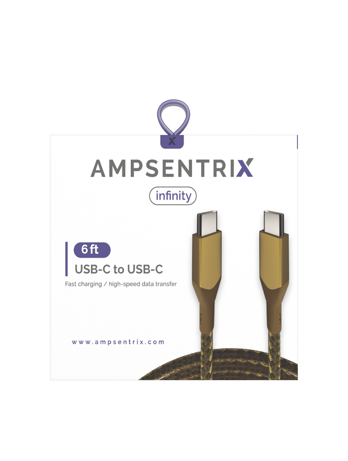 USB Type C auf USB Type C Kabel (1,8 m / 6 ft) (AmpSentrix Infinity) (Gold)