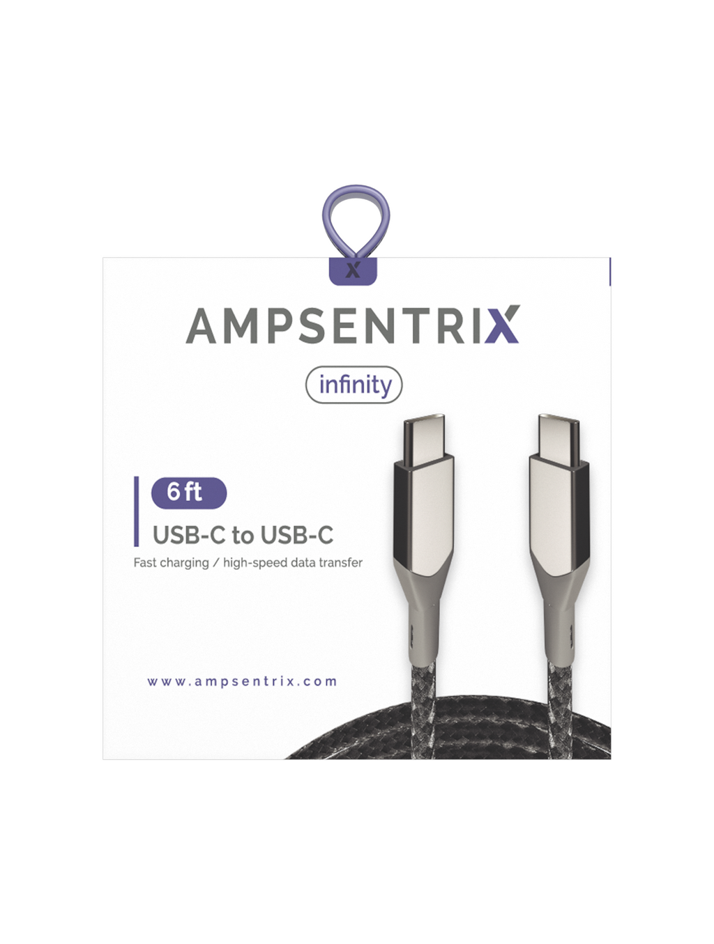 USB Type-C zu USB Type-C Kabel (1.8 m / 6 ft) (Ampsentrix Infinity) (Silber)