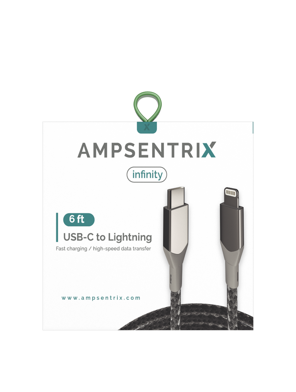 USB-C zu Lightning Kabel 1,8 m Non-MFI Ampsentrix Silber