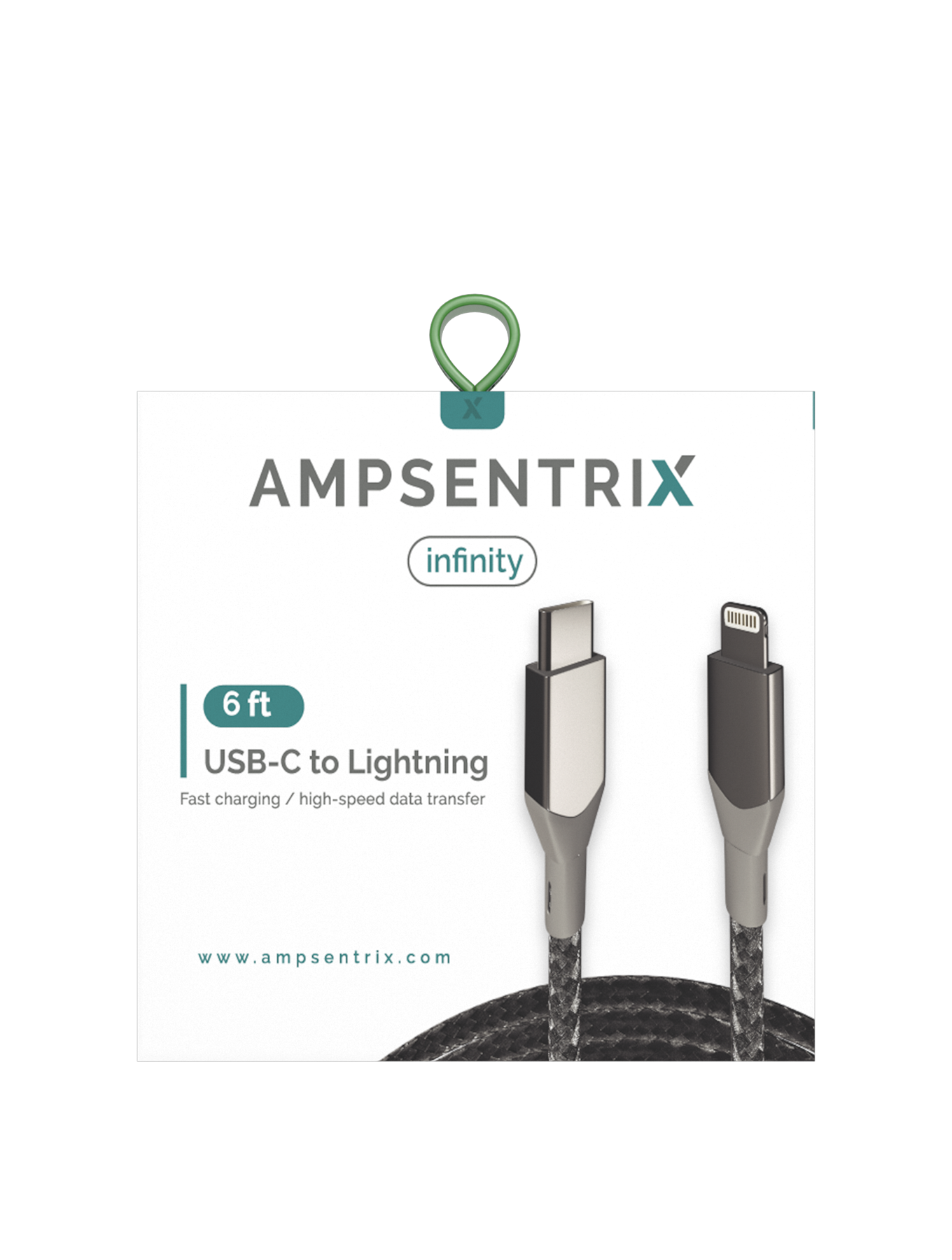 USB-C zu Lightning Kabel 1,8 m Non-MFI Ampsentrix Silber