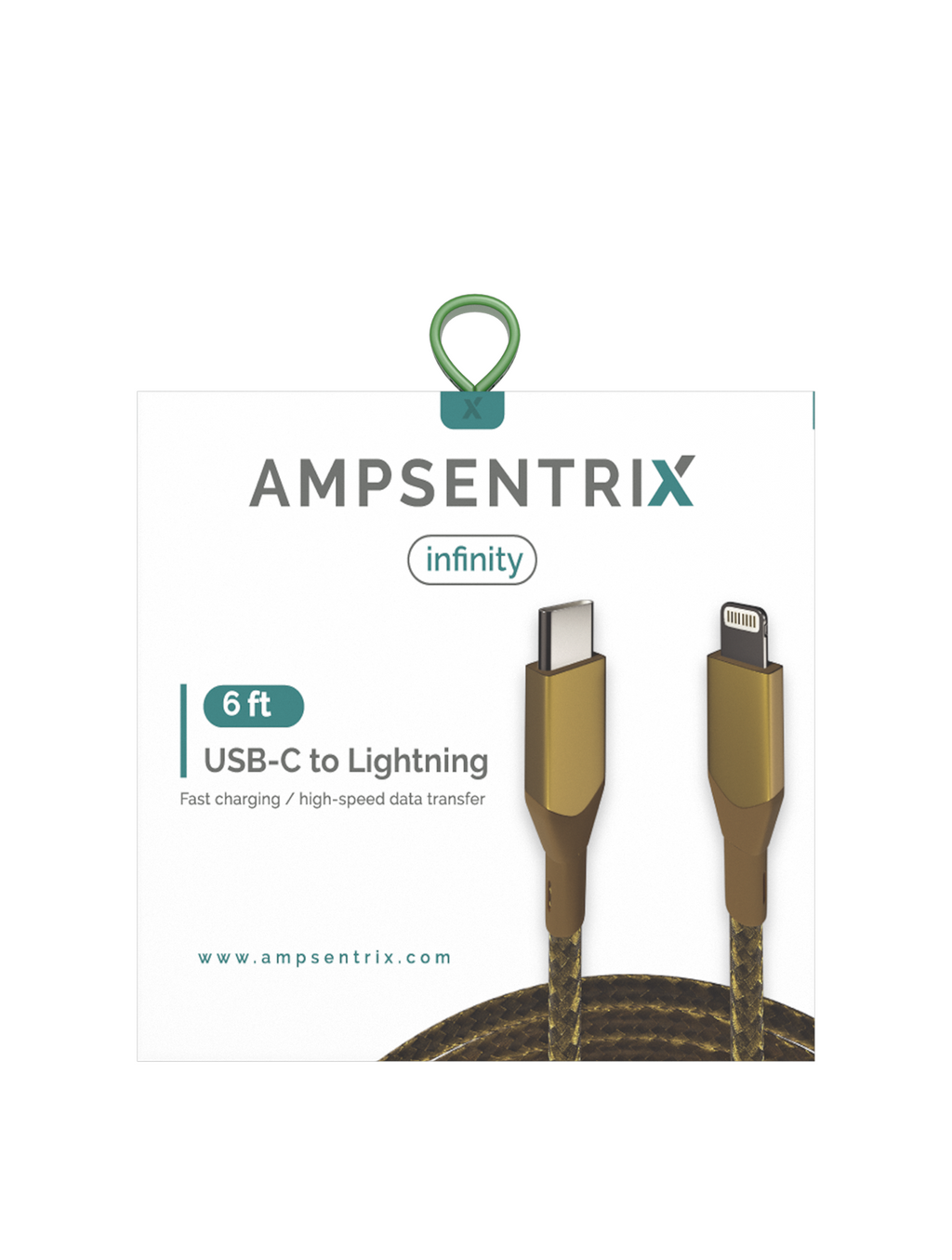 USB-C auf Lightning Kabel 1,8m Gold Non-MFI Ampsentrix Infinity