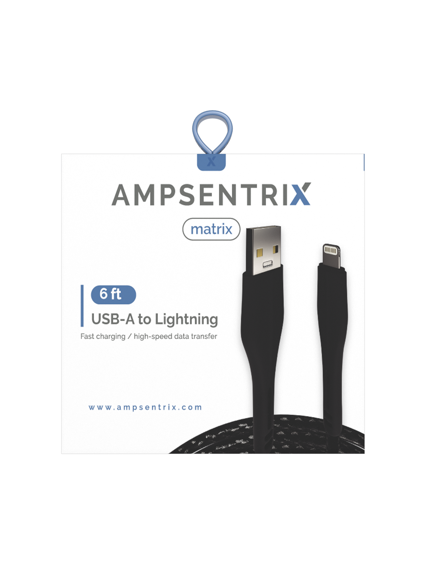 USB-A Lightning Kabel 1,8m Non-MFI Schwarz Ampsentrix