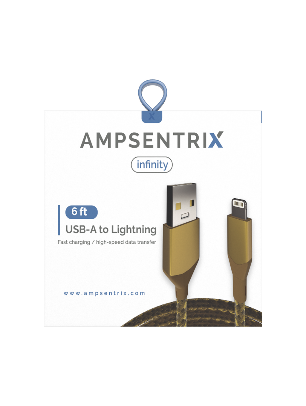 USB-A auf Lightning Kabel (Non-MFI) 1,8m Gold Ampsentrix Infinity