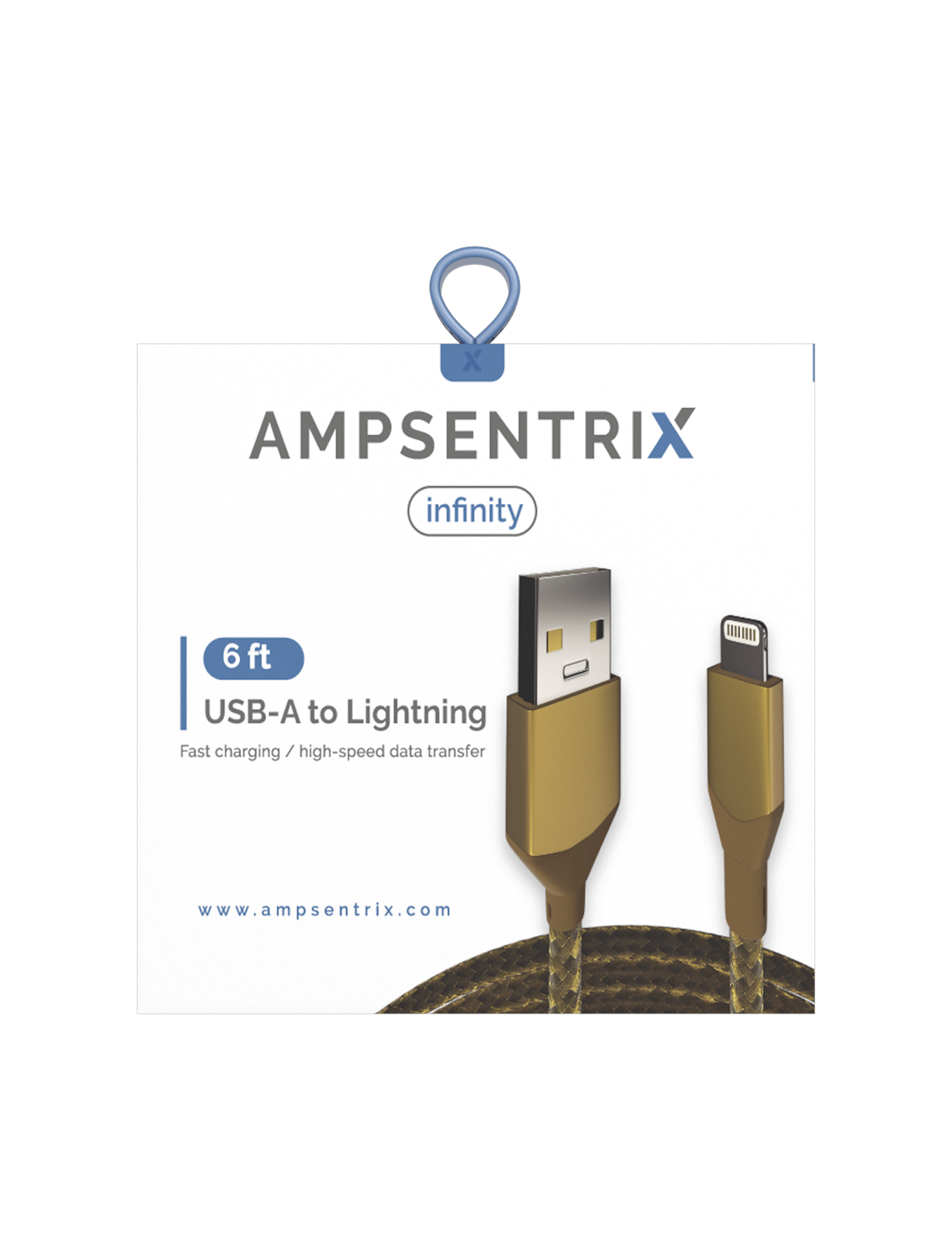 USB-A auf Lightning Kabel (Non-MFI) 1,8m Gold Ampsentrix Infinity