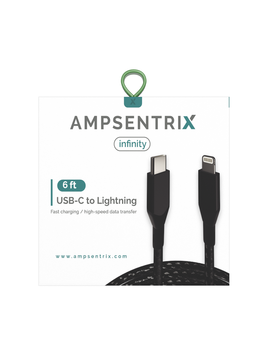 USB-C auf Lightning Kabel 1,8m Schwarz Non-MFI Ampsentrix Infinity
