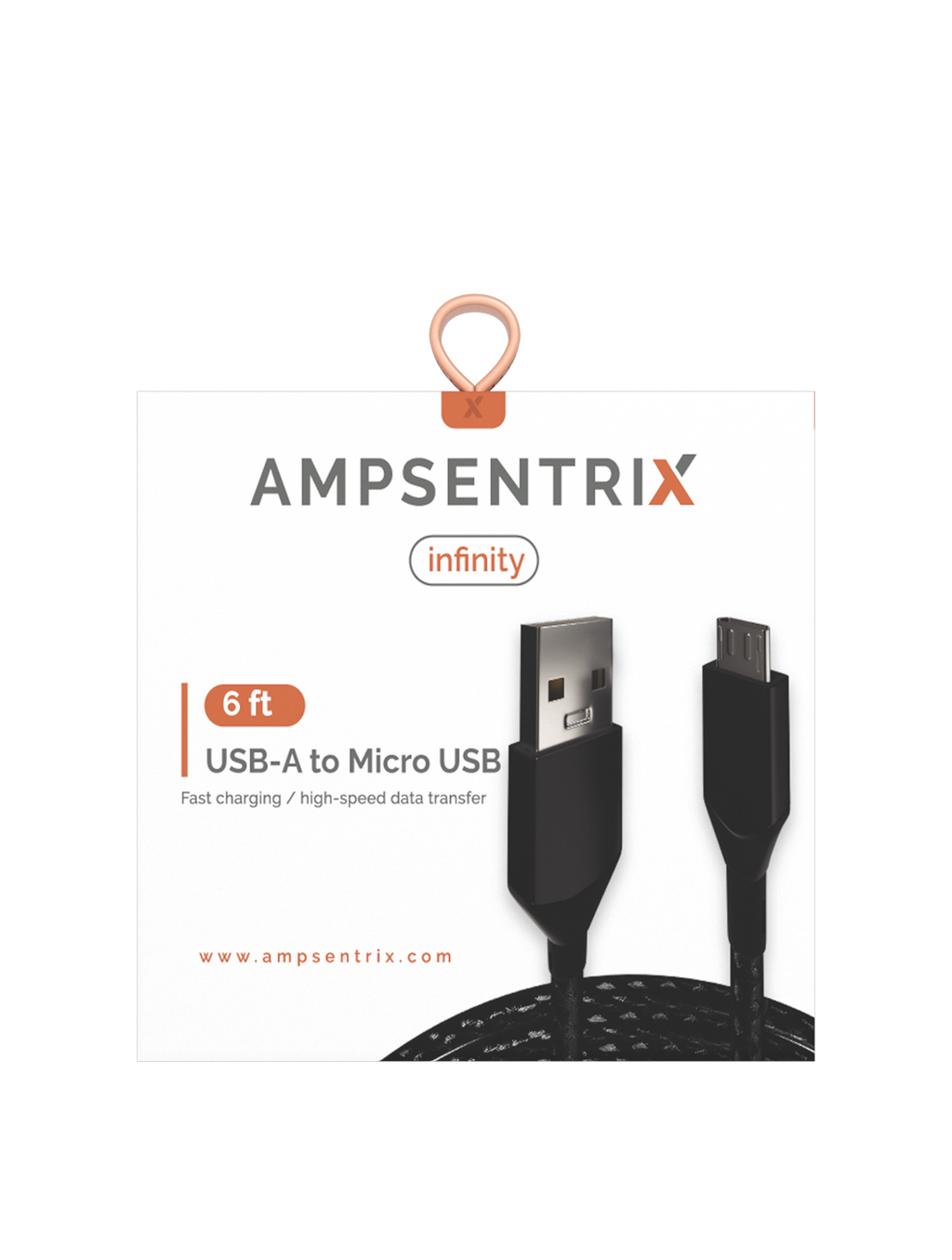 Micro-USB auf USB Type-A Kabel (1,8 m / 6 ft) (AmpSentrix Infinity) (Schwarz)