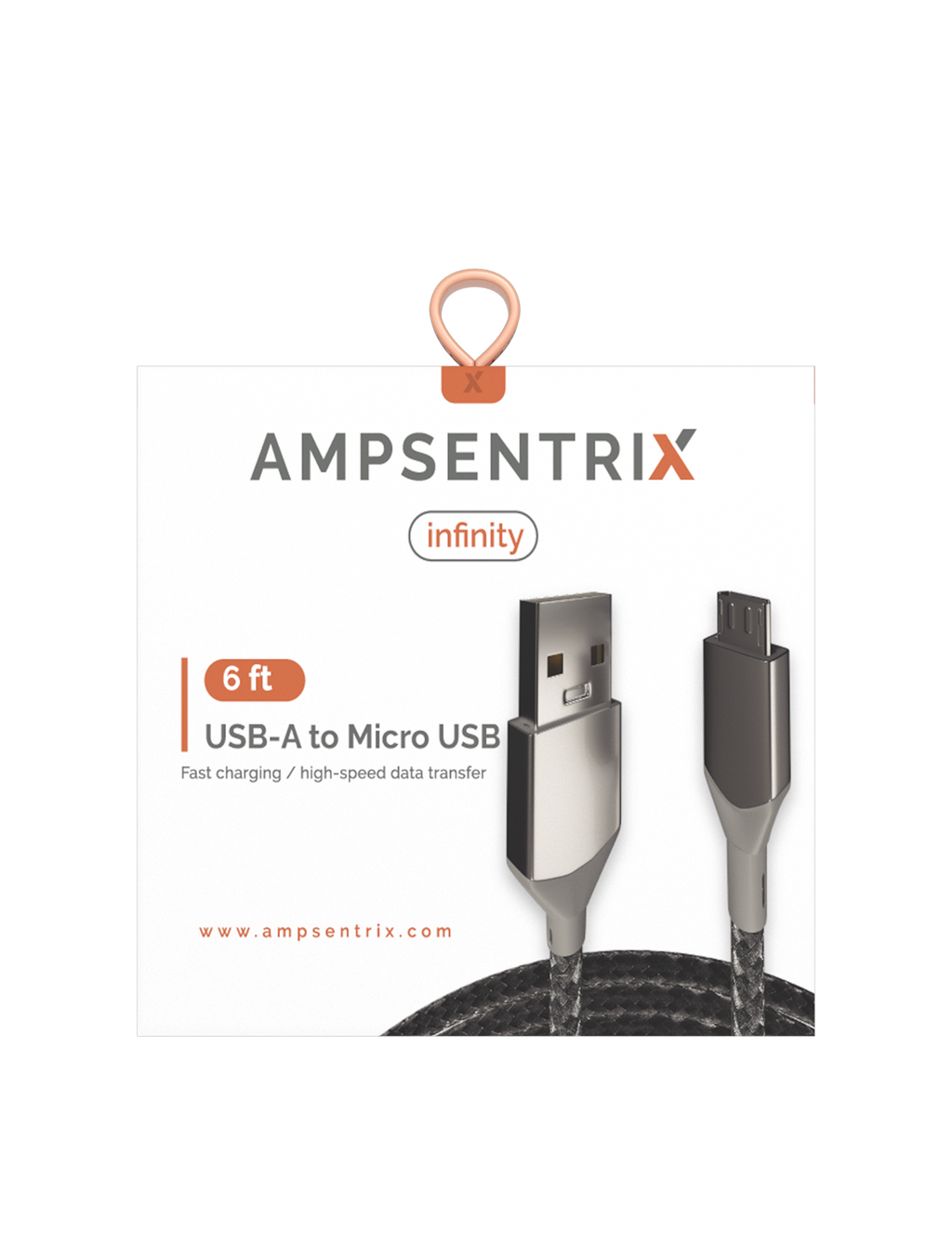 Micro-USB-zu-USB-A-Kabel 1,8 m (6 ft) Ampsentrix Infinity Silber