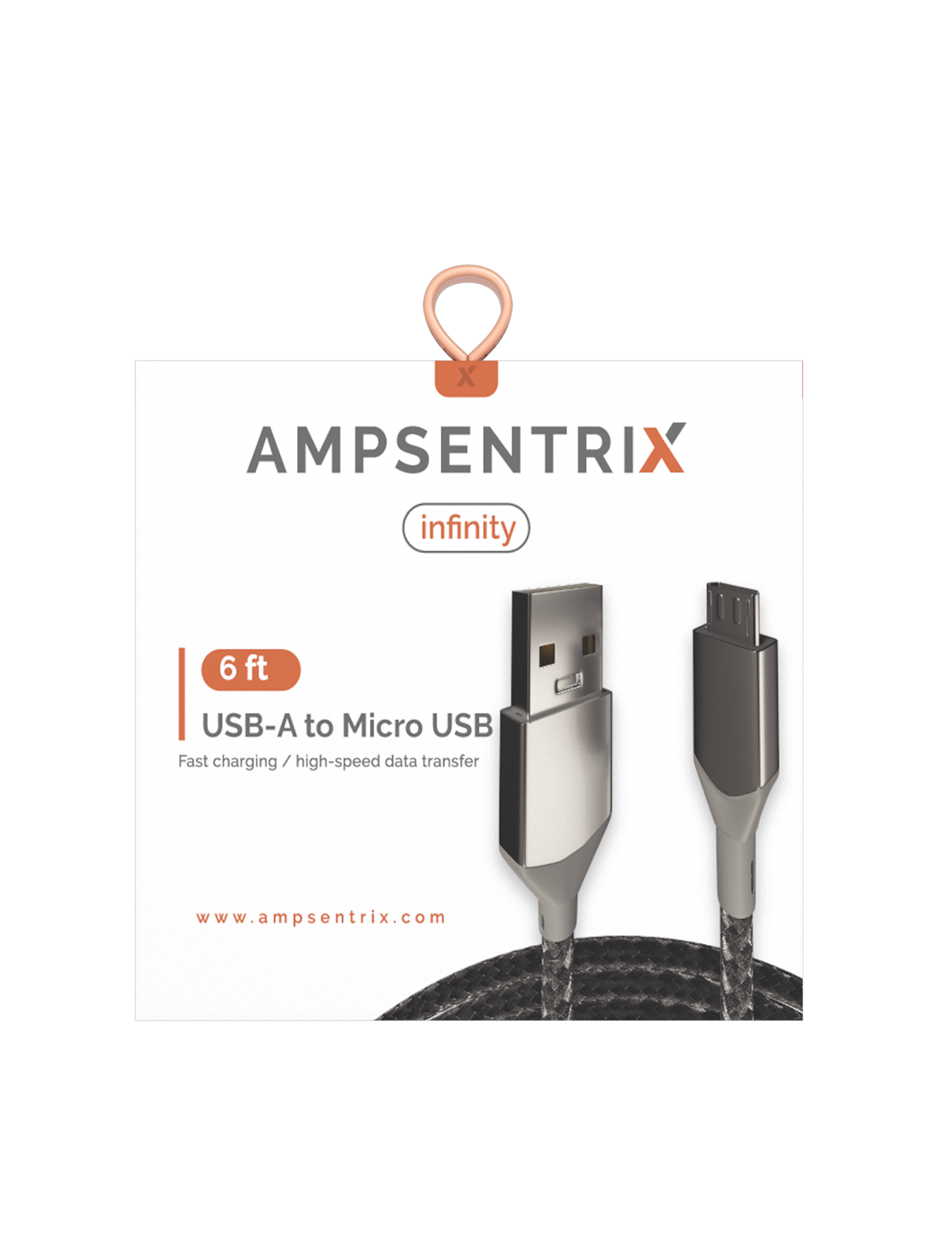 Micro-USB-zu-USB-A-Kabel 1,8 m (6 ft) Ampsentrix Infinity Silber