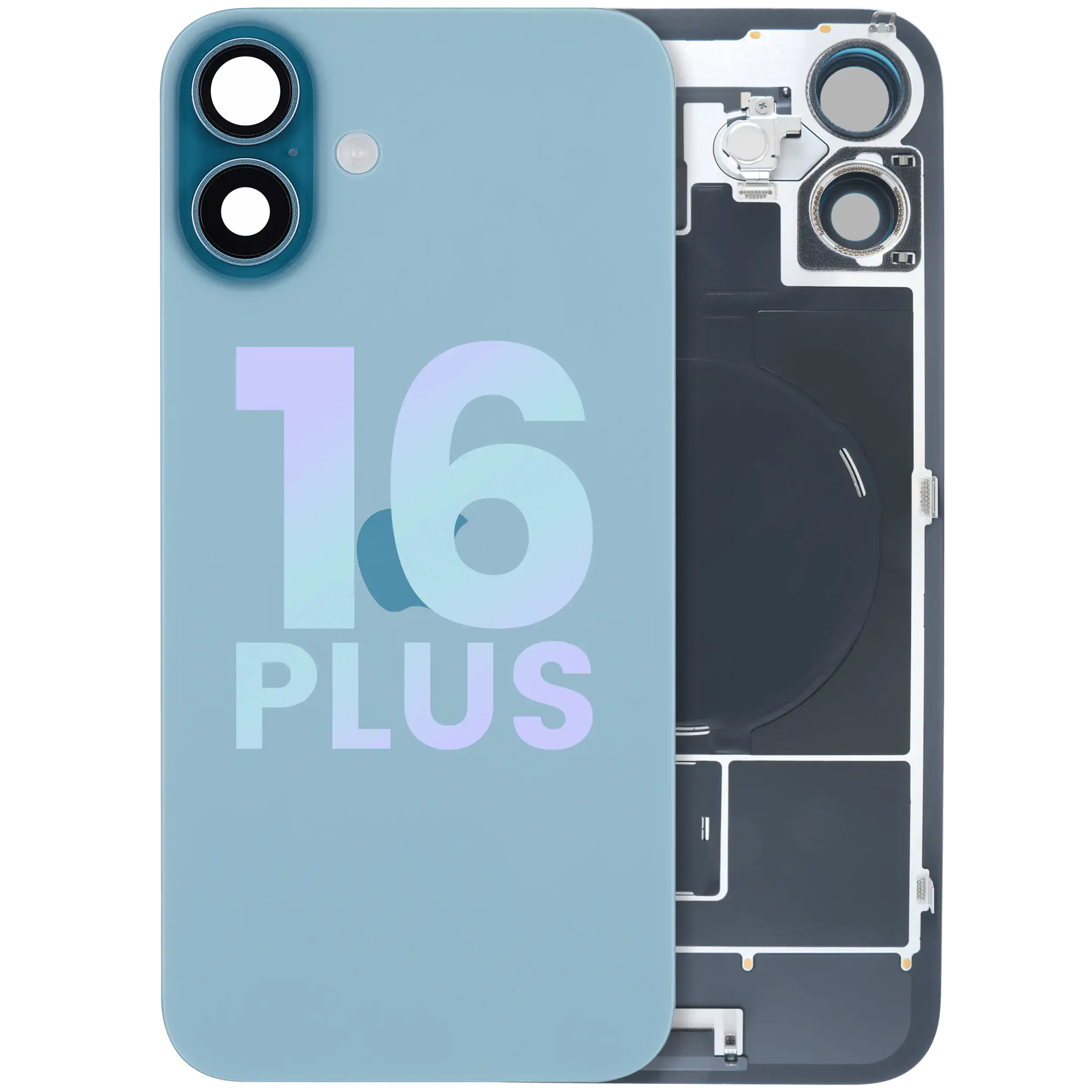 Backcover mit MagSafe Magnet & NFC & Blitz-Flexkabel für iPhone 16 Plus (Service Pack) (Teal)
