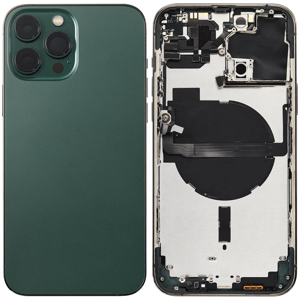 Backcover/Rahmen mit Small Parts für iPhone 13 Pro Max (EU / Global Version) (gebrauchter OEM-Ausbau, Qualität A) (Alpine Grün)