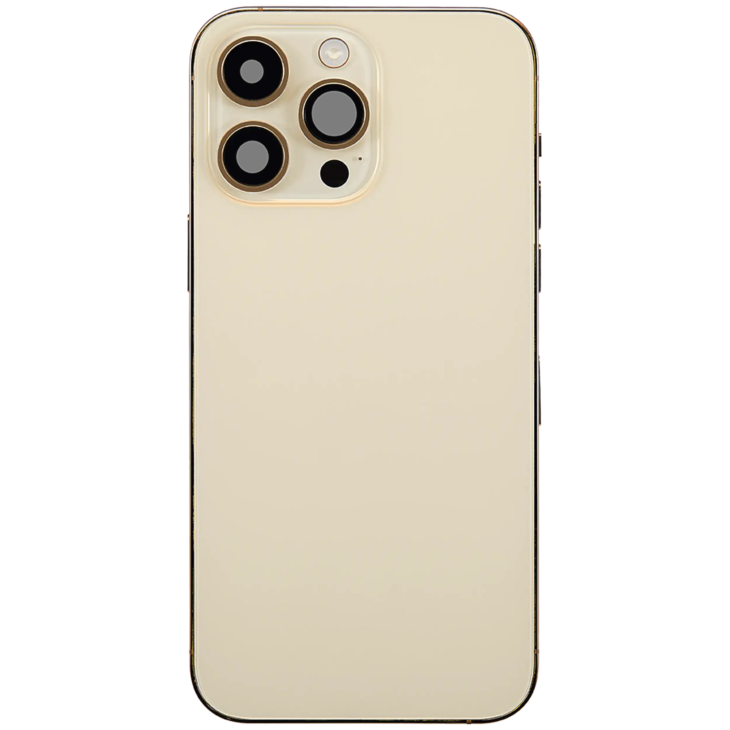 Backcover/Rahmen mit Ladebuchse Flex & Small Parts für iPhone 14 Pro Max (EU / Global Version) (gebrauchter OEM-Ausbau, Qualität C) (Gold)
