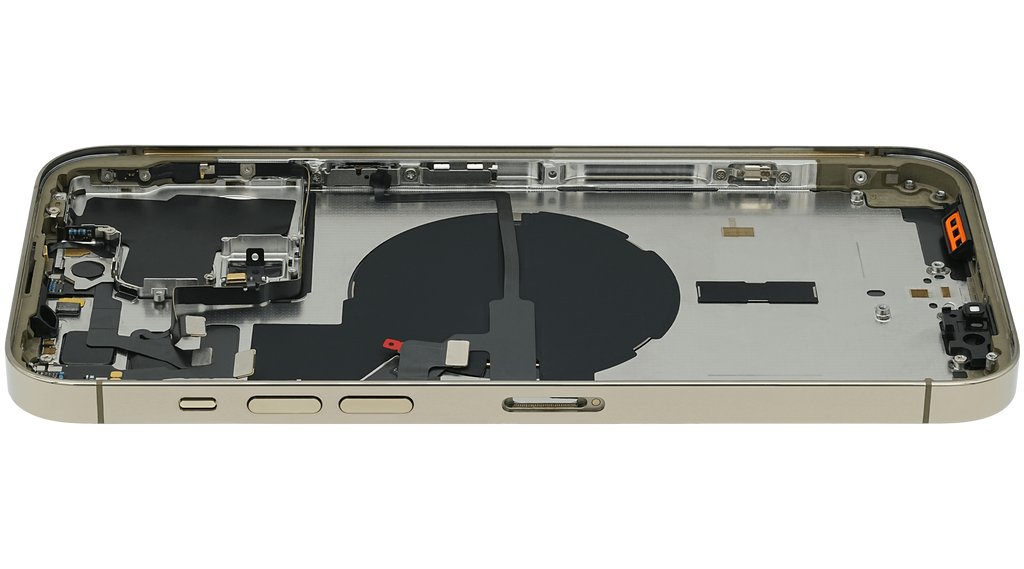 Backcover/Rahmen mit Small Parts für iPhone 14 Pro Max (EU / Global Version) (gebrauchter OEM-Ausbau, Qualität A) (Gold)
