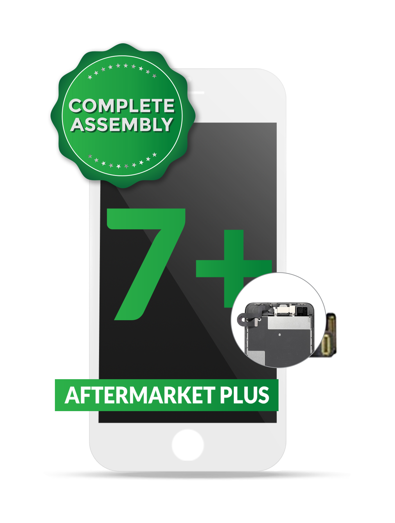 Complete LCD-Display mit Stahlplatte für iPhone 7 Plus (mit Front Camera: Prox Sensor & Ear Speaker) (Aftermarket Plus Quality: XO6) (Weiß)