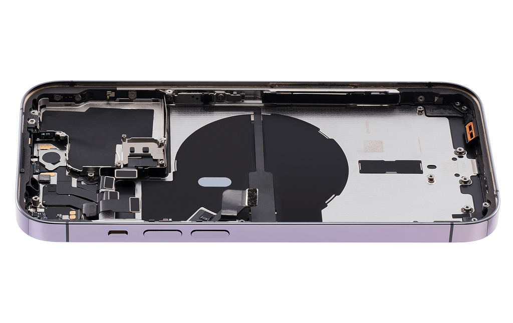 Backcover/Rahmen mit Small Parts für iPhone 14 Pro (EU / Global Version) (gebrauchter OEM-Ausbau, Qualität A) (Deep Purple)