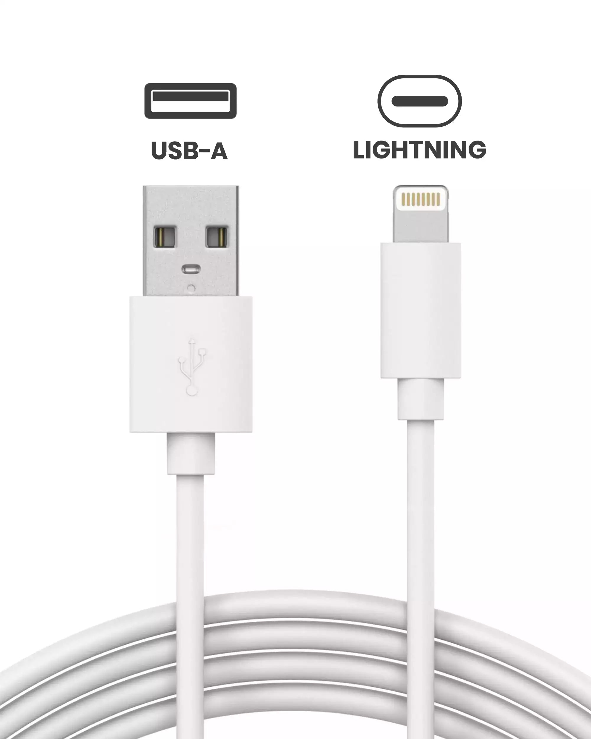 Apple USB-A to Lightning Cable (1m, 3ft) (OEM Brand New, Bulk Packaging) (50 Pack)