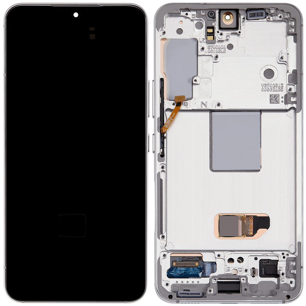 OLED-Display mit Rahmen für Samsung Galaxy S22 5G (US & International) (Aftermarket Plus) (Weiß)