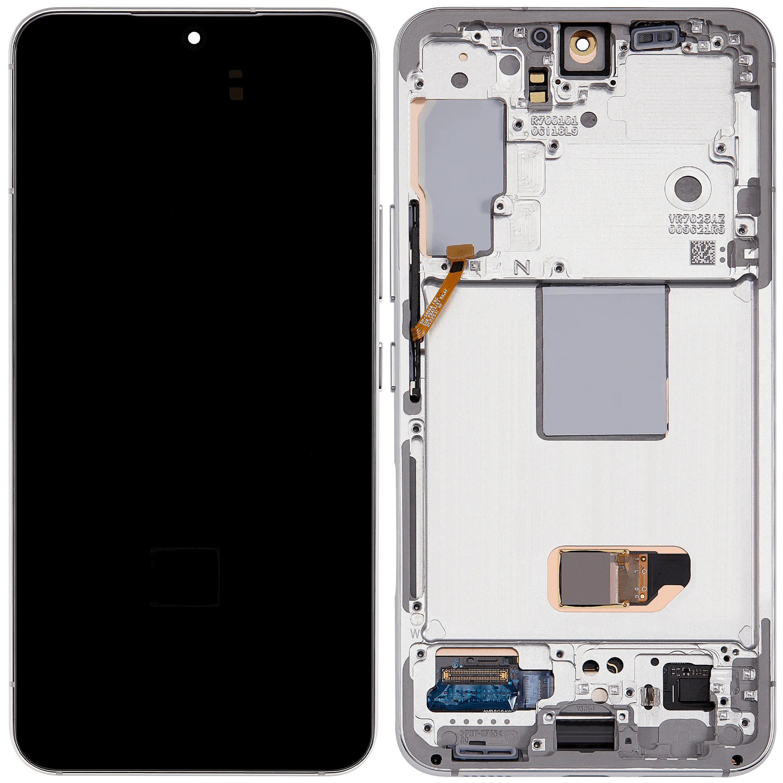 OLED-Display mit Rahmen für Samsung Galaxy S22 5G (US & International) (Aftermarket Plus) (Weiß)