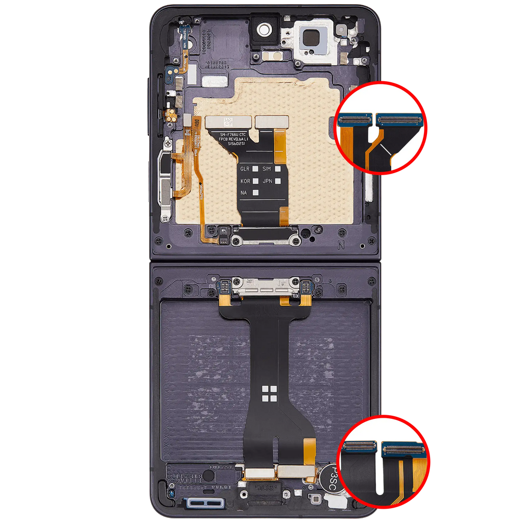 Inner OLED-Display mit Rahmen Compatible für Samsung Galaxy Z Flip 7 5G (US-Version) (Refurbished) (Jet Black)