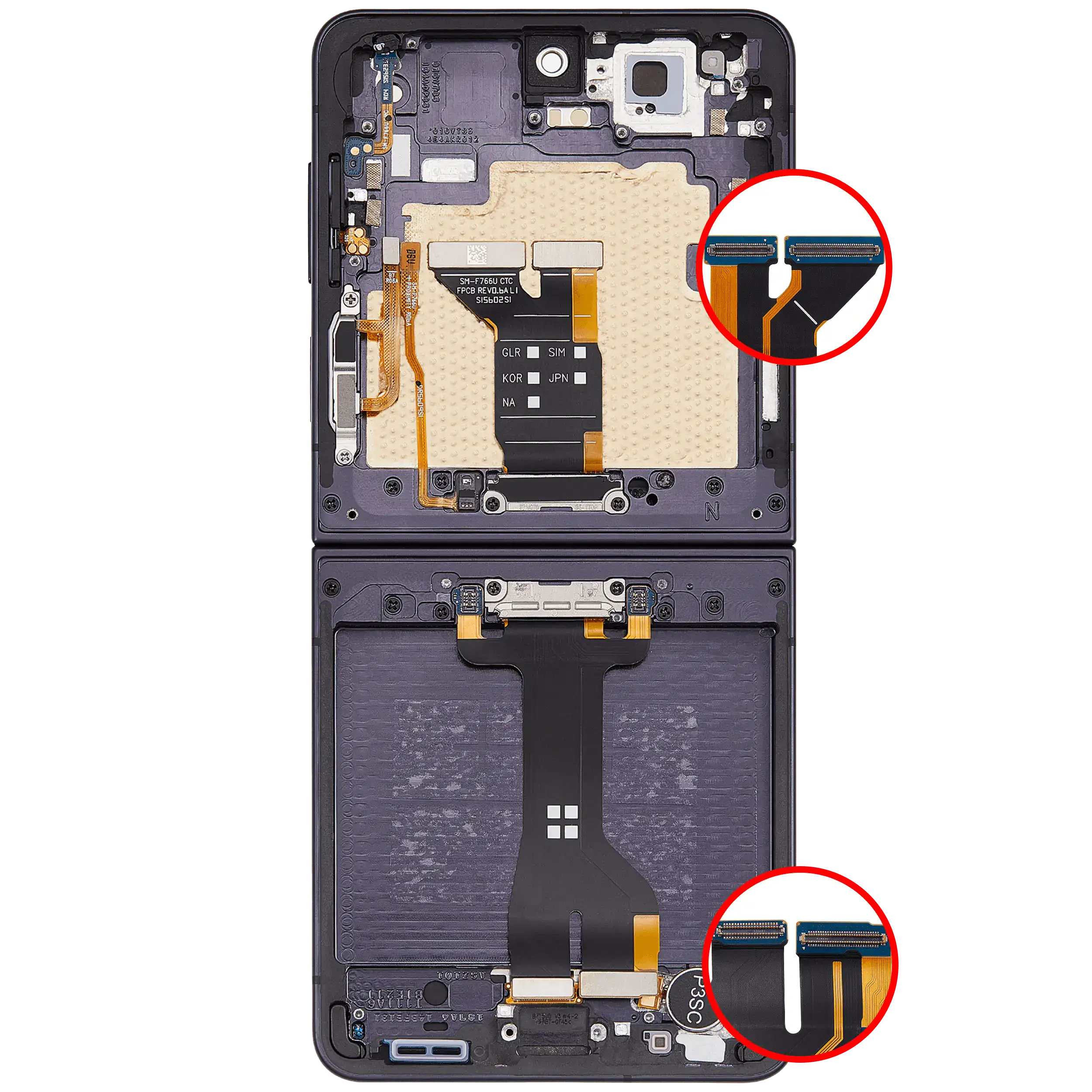 Inner OLED-Display mit Rahmen Compatible für Samsung Galaxy Z Flip 7 5G (US-Version) (Refurbished) (Jet Black)